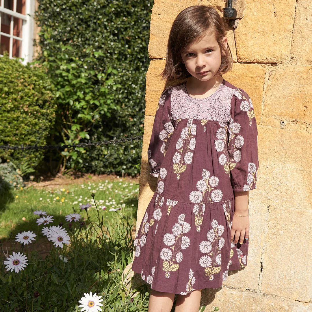 Fiona Dress Plum Buttercup Floral