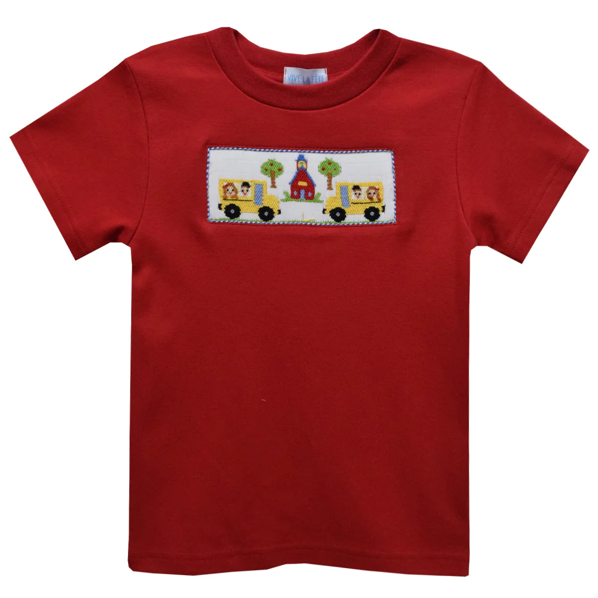 Red SS Smocked Back to School Tee