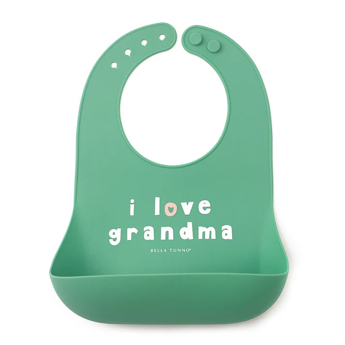 Green I Love Grandma Wonder Bib