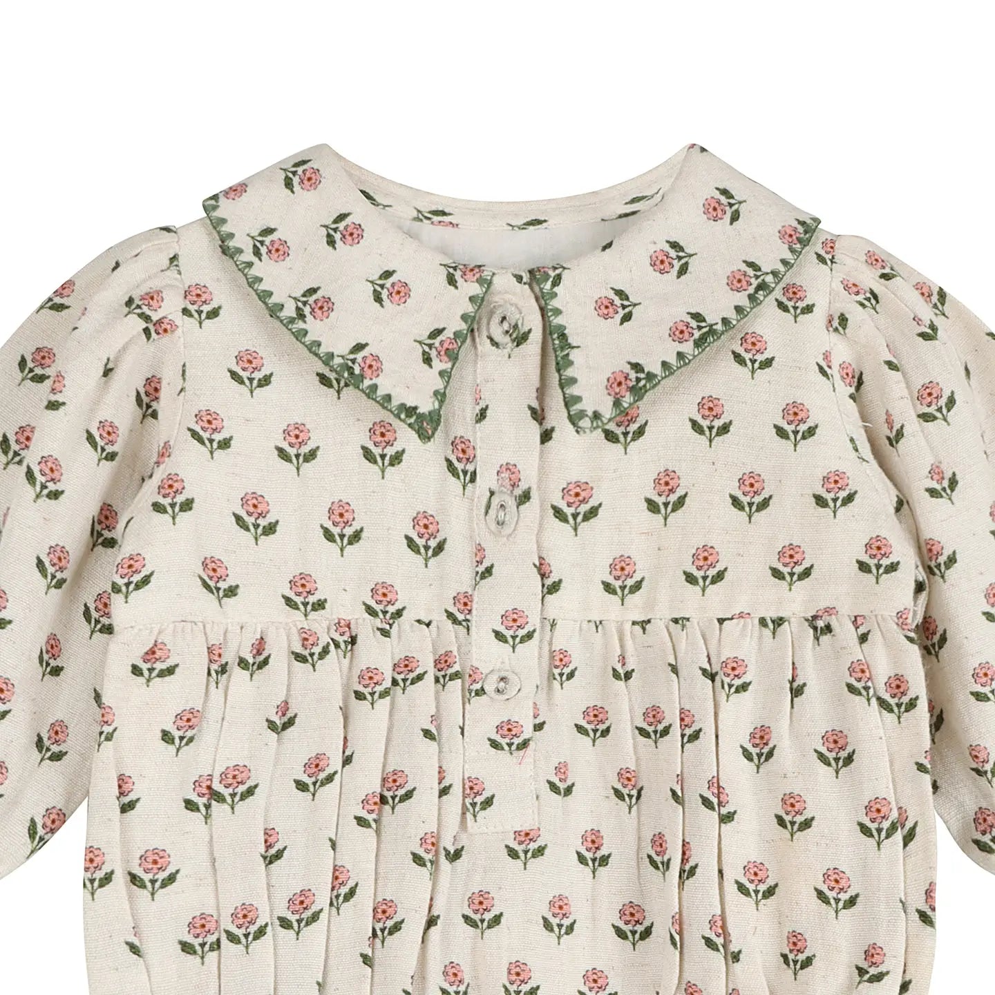 Rosamund Block Print Floral Baby Romper & Headband Set