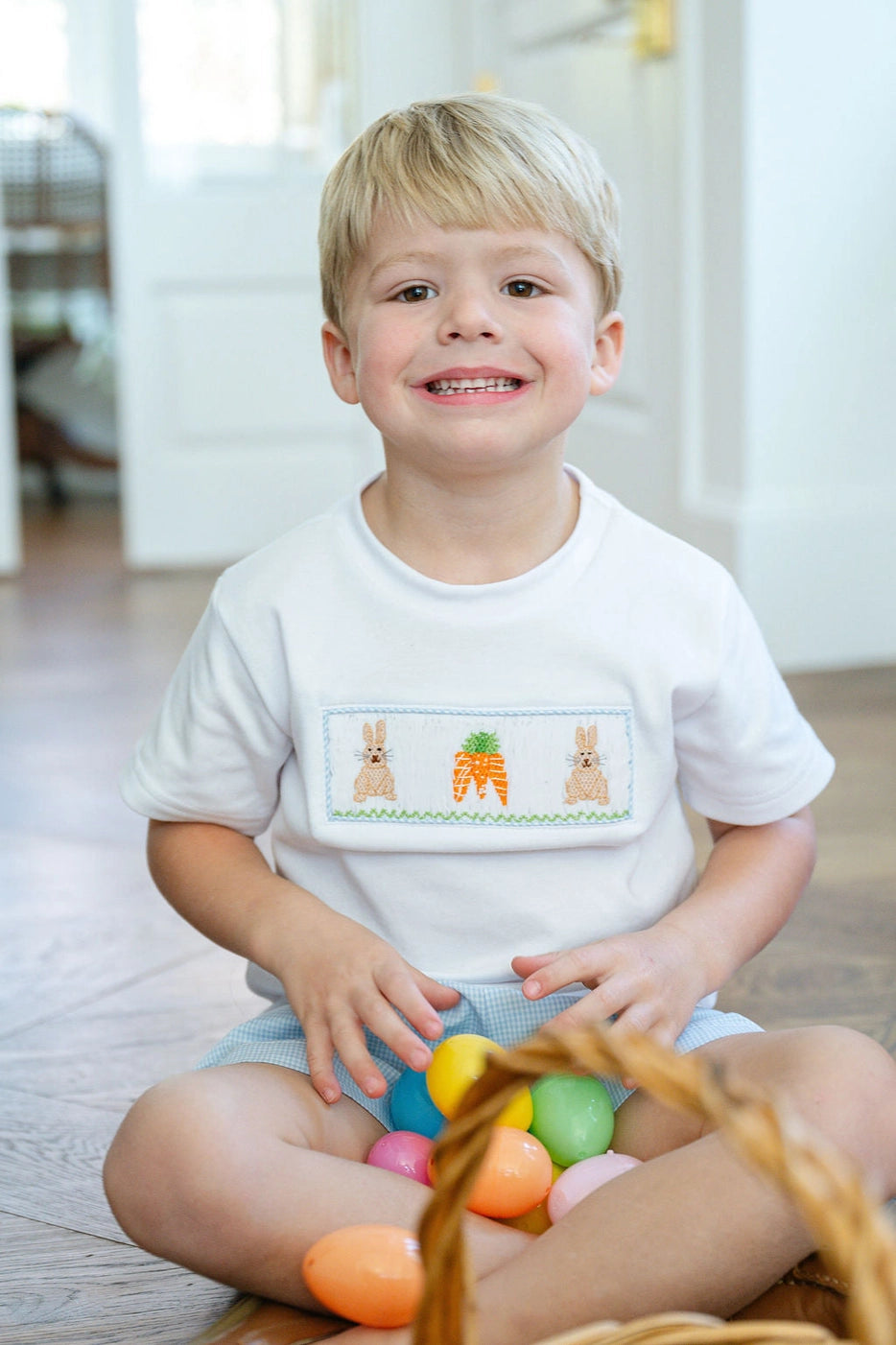 Easter Bunny and Carrots Smocked Shorts Set