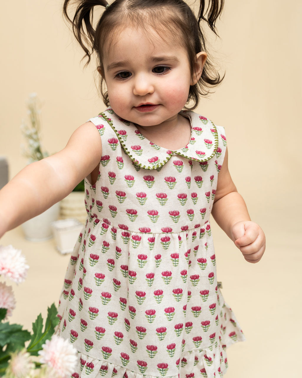 Mia Block Print Floral Dress + Bloomer