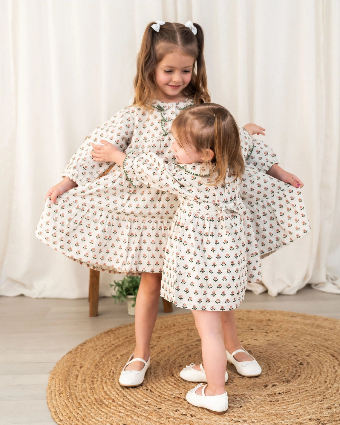 Natural Bella Block Printed Floral Dress