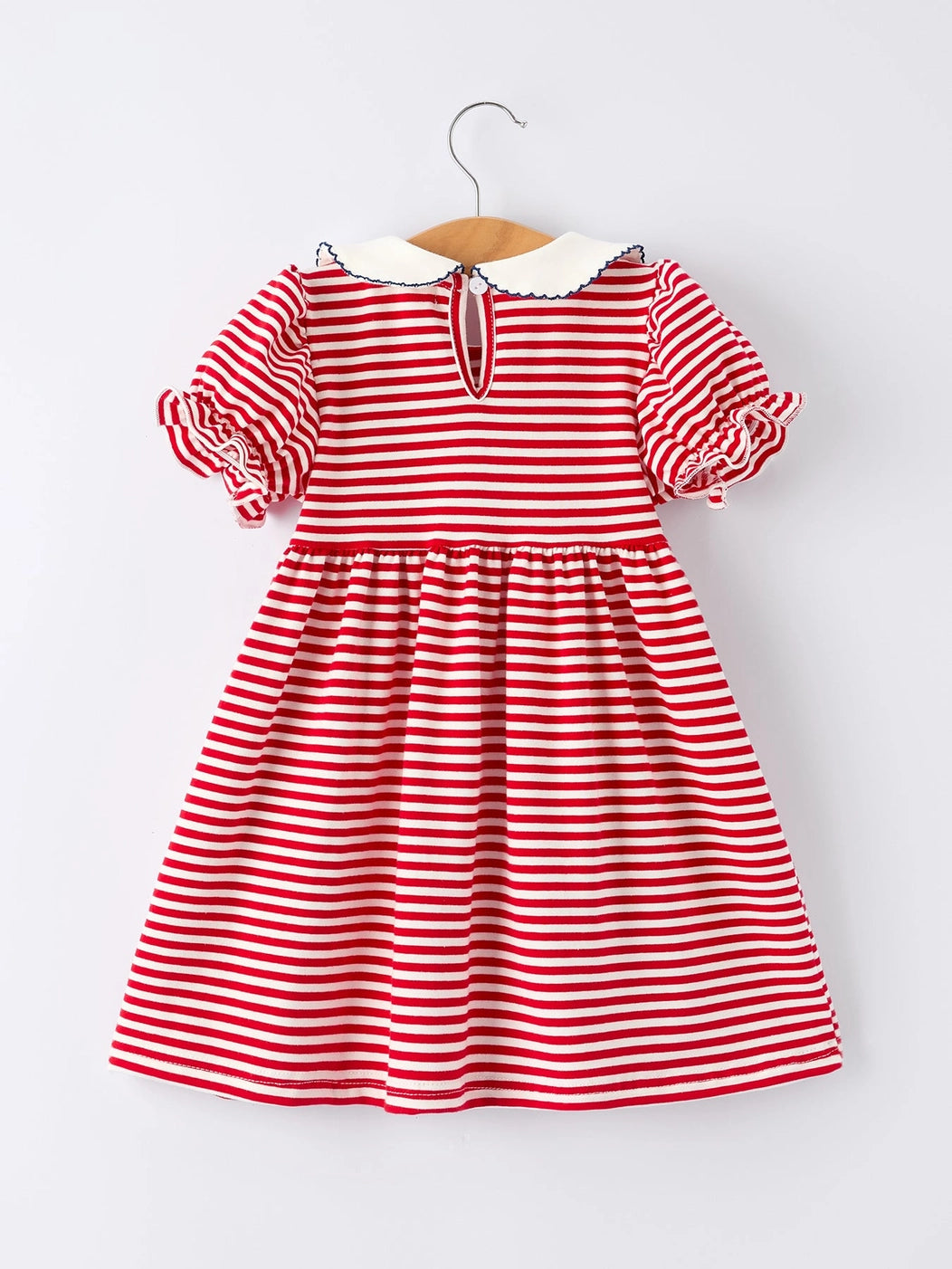 4th of july Bow Applique Striped Dress