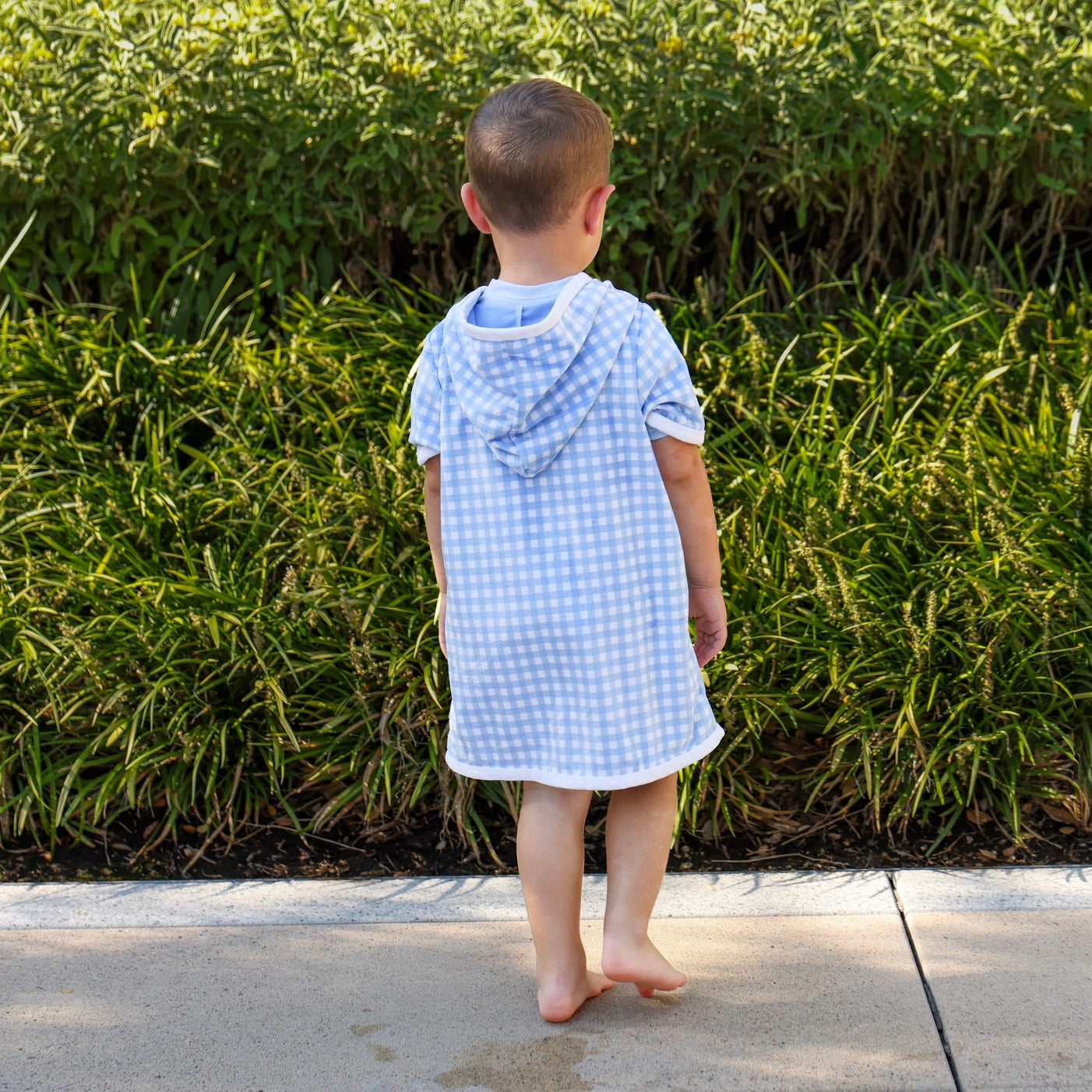 Boys Swim Cover Up - Blue Gingham