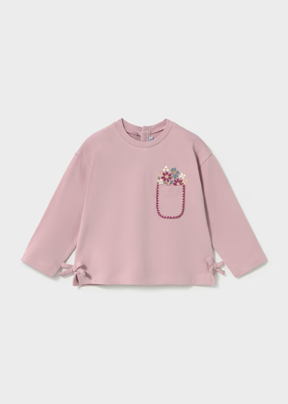 Mauve Floral Pocket Long Sleeve Tee