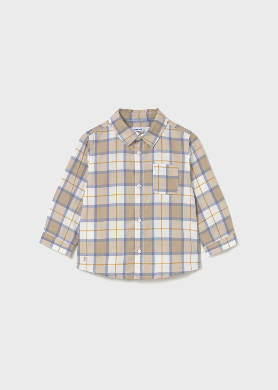 Tan Blue Plaid Button Down