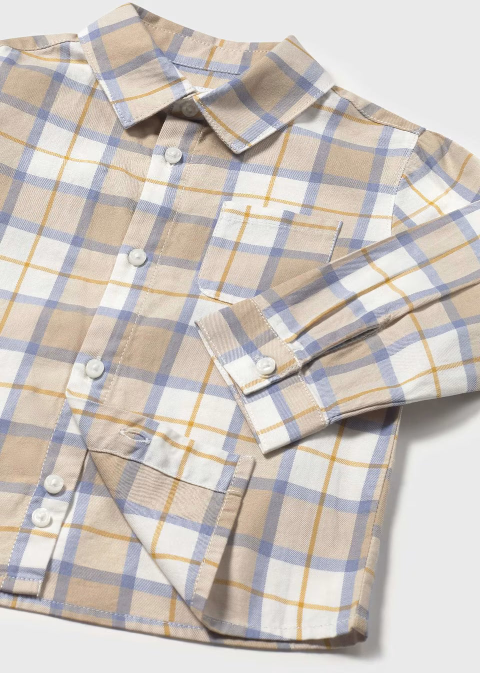 Tan Blue Plaid Button Down