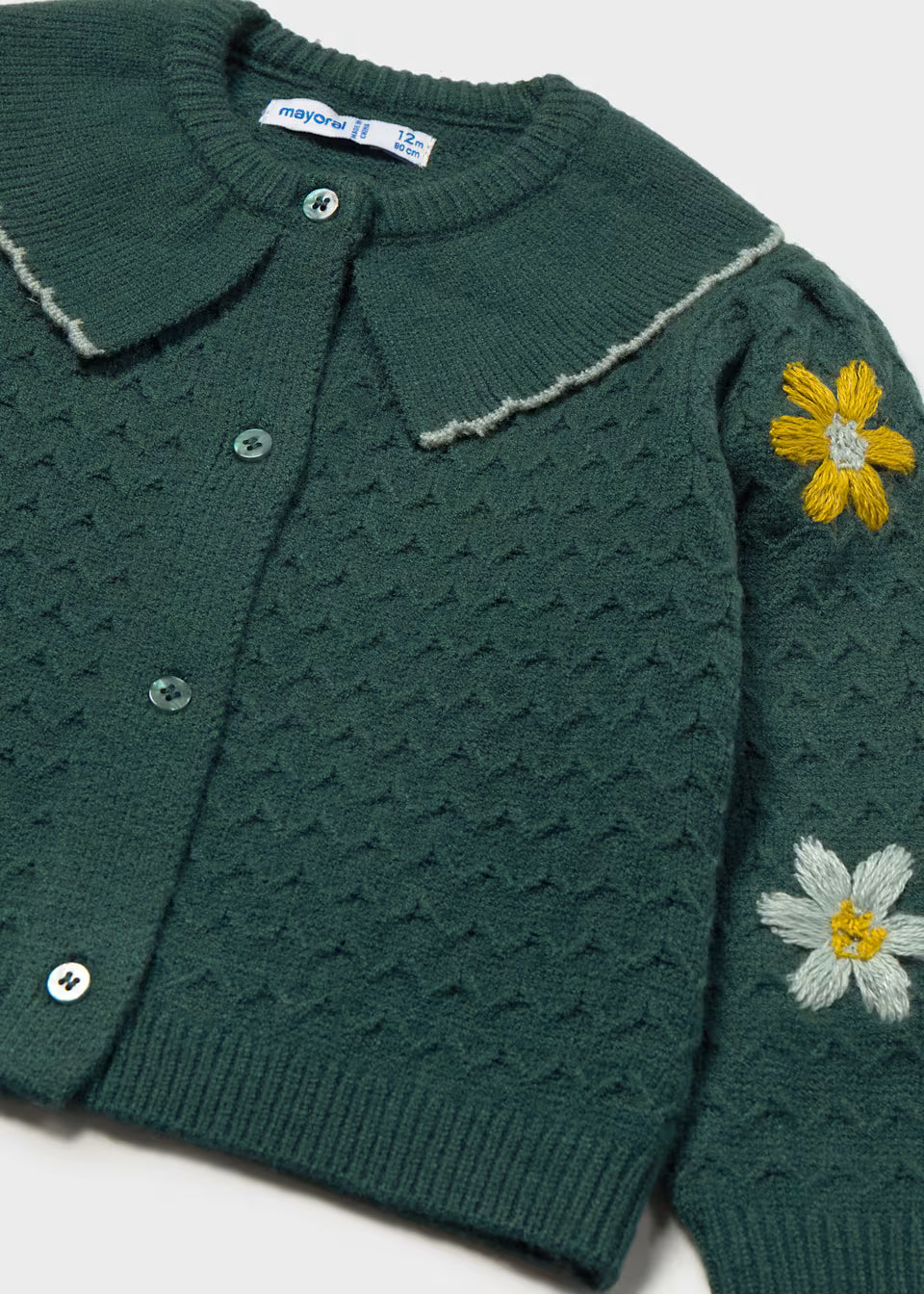 Green Flower Embroidered Cardigan
