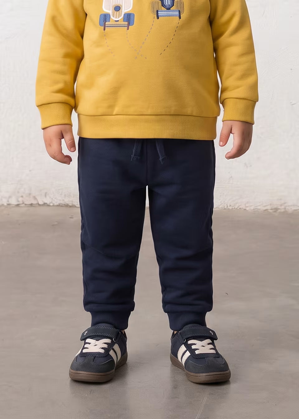 Navy Fleece Cuffed Trousers