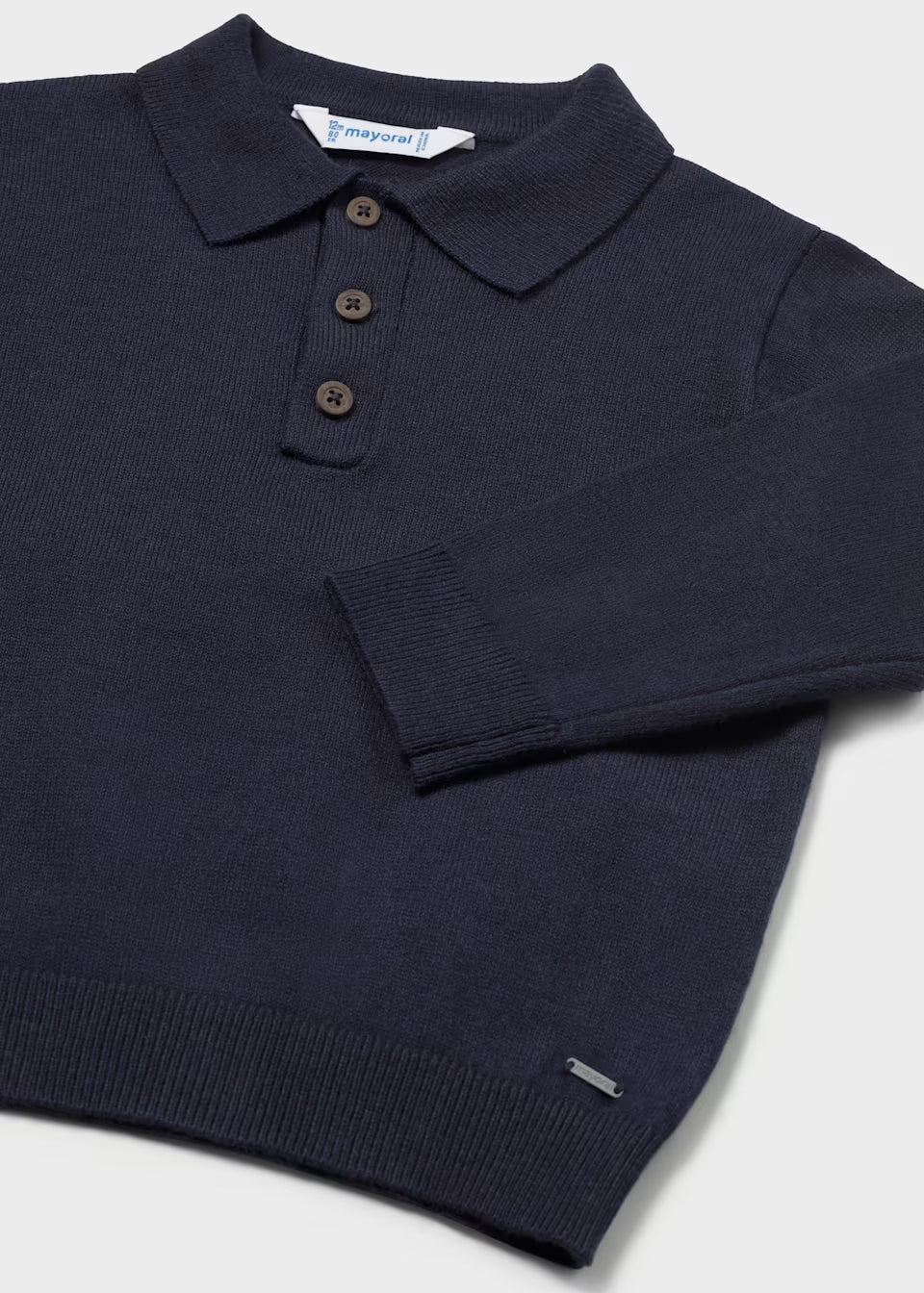 Navy Long Sleeve Knit Polo