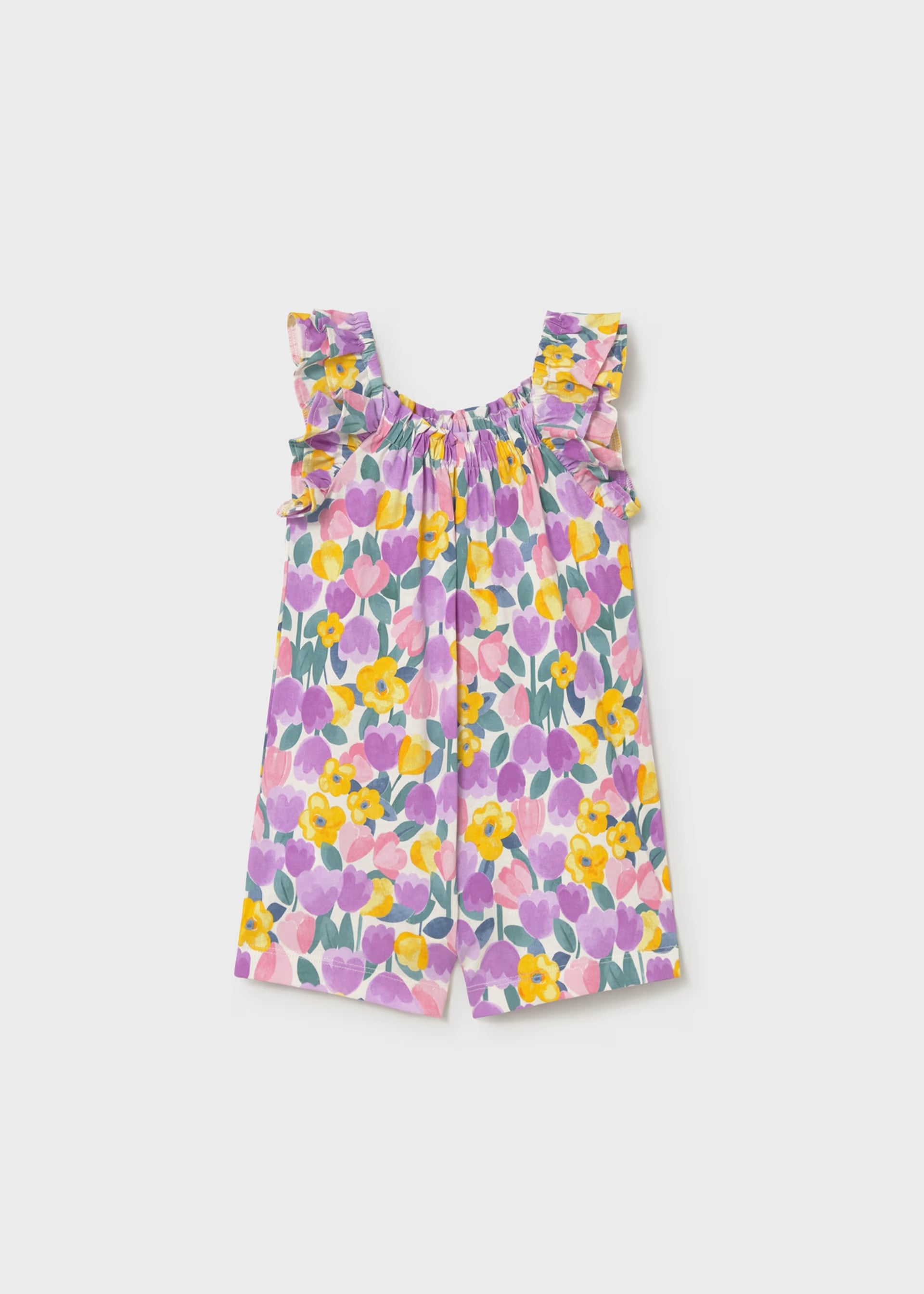 Floral Print Sleeveless Short Snap Romper