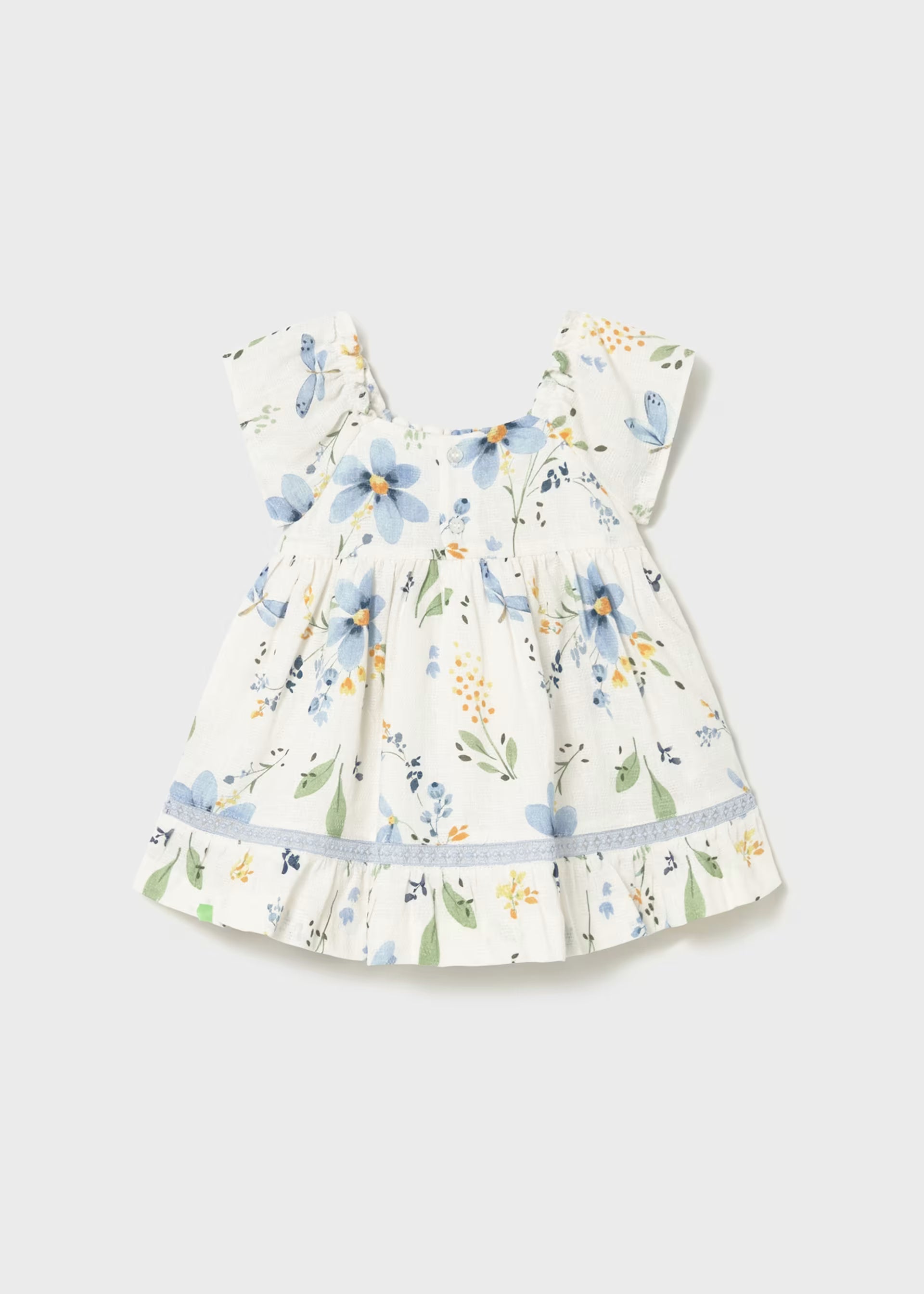Cream Floral Butterfly Smocked SS Dress