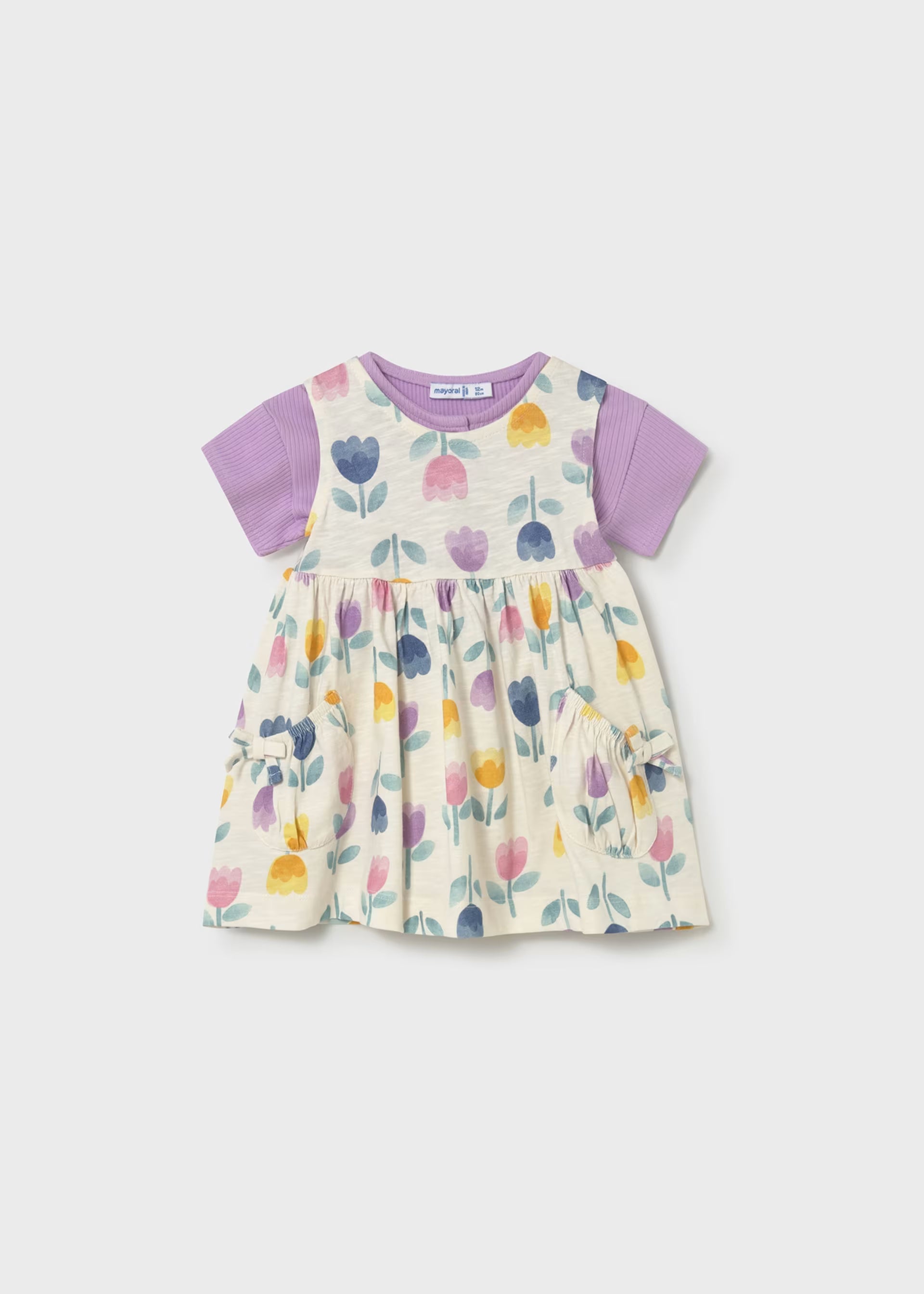 Lilac Ribbed Button Tee & Tulip Print Dress