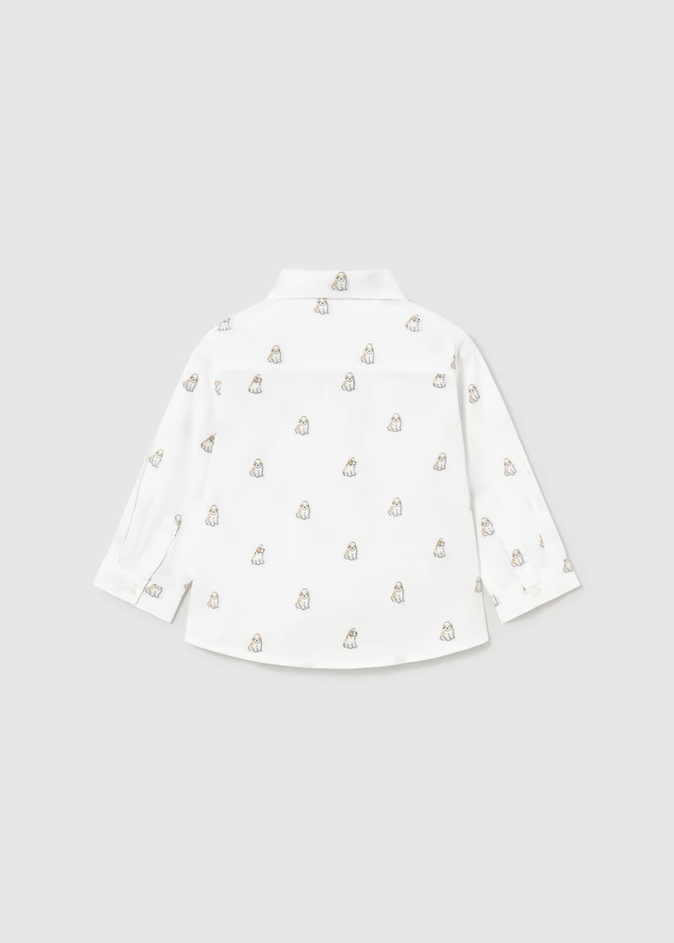 Embroidered Puppies White Button Down Shirt