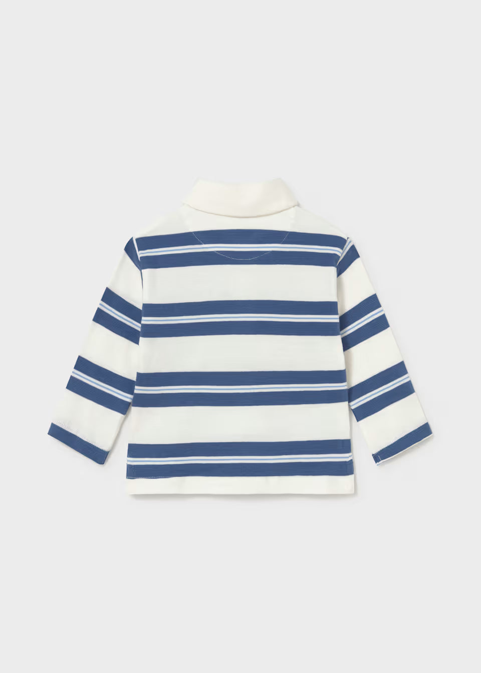 Navy and White Striped Long Sleeve Polo