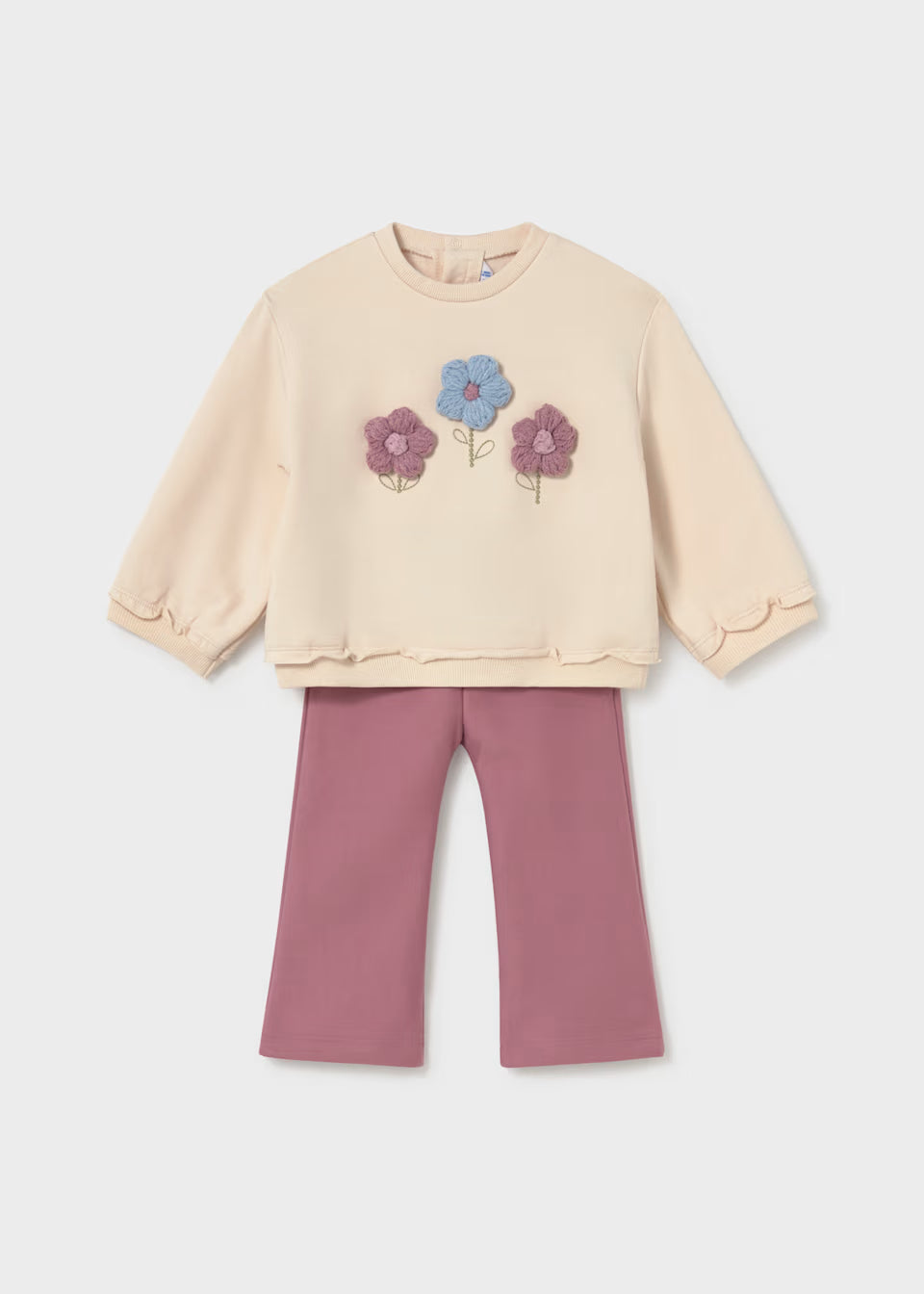 Violet Crochet Flower Pullover Set