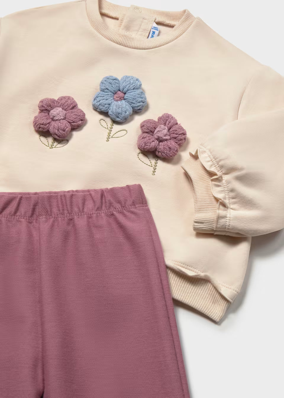 Violet Crochet Flower Pullover Set