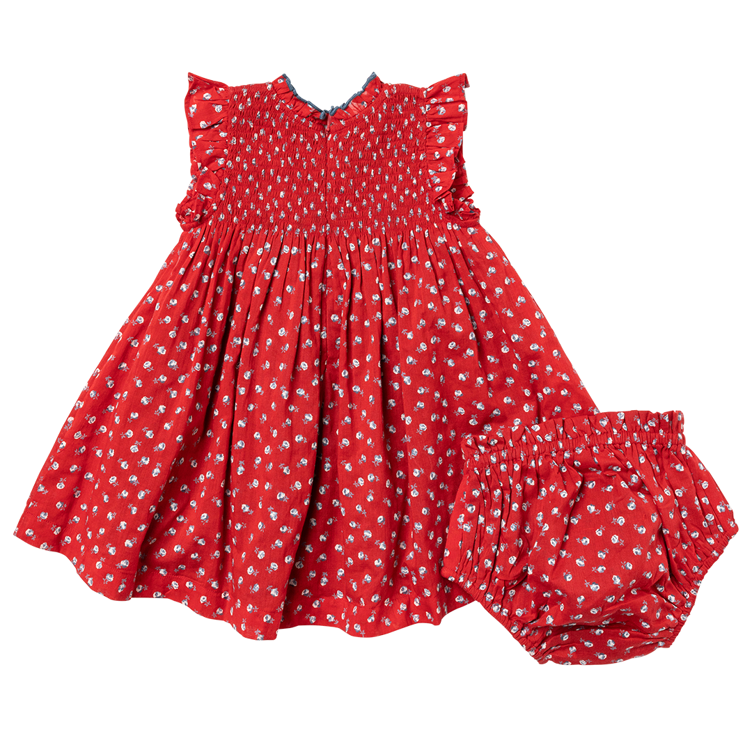 Baby Stevie Dress Set Tiny Red Roses