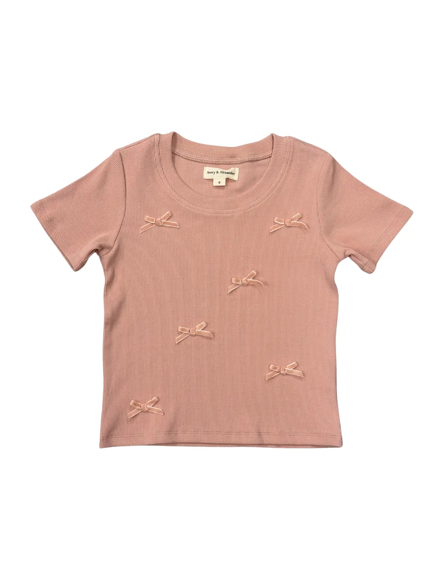 Rose Cloud Bows Ribbed Tee