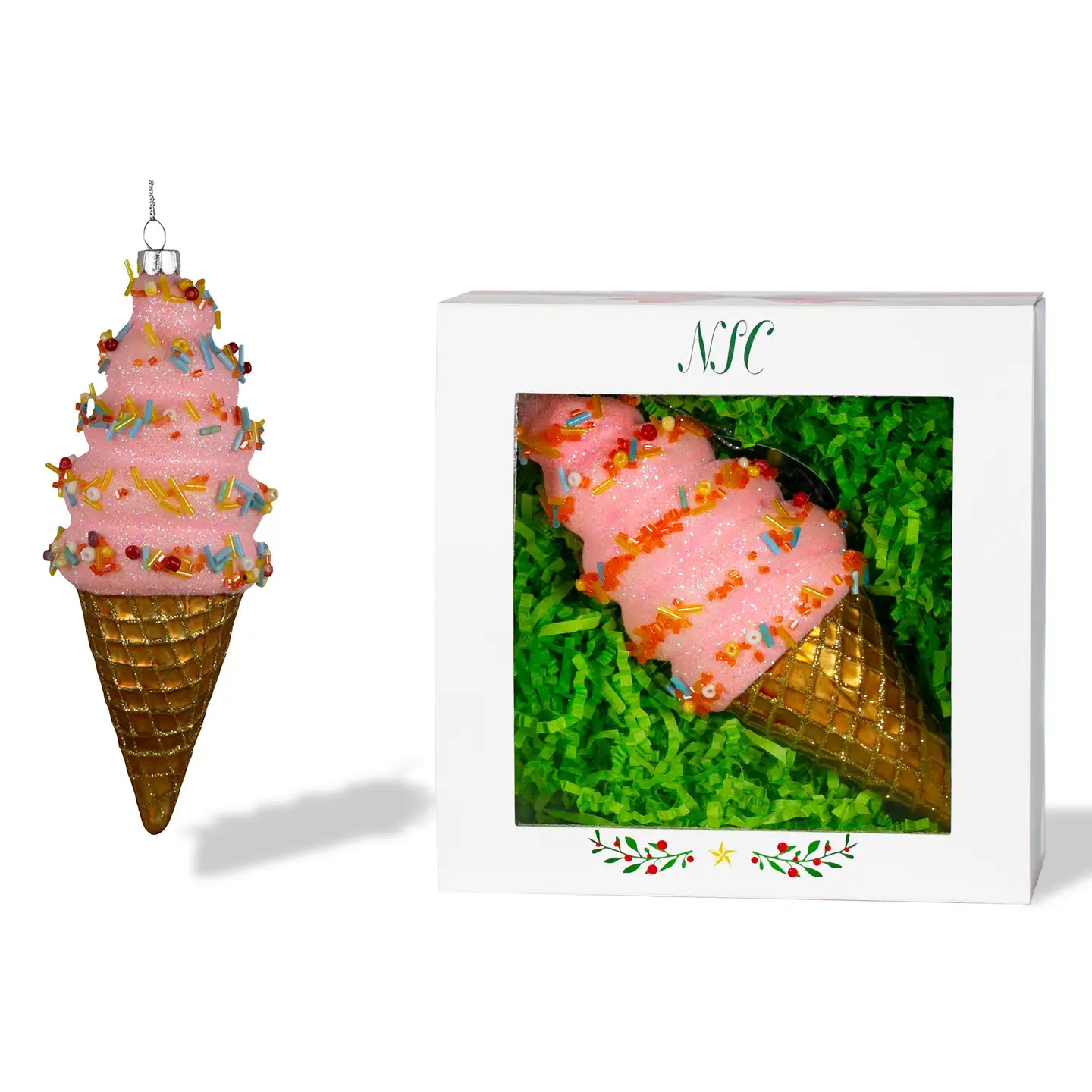 Strawberry Ice Cream Cone Ornament