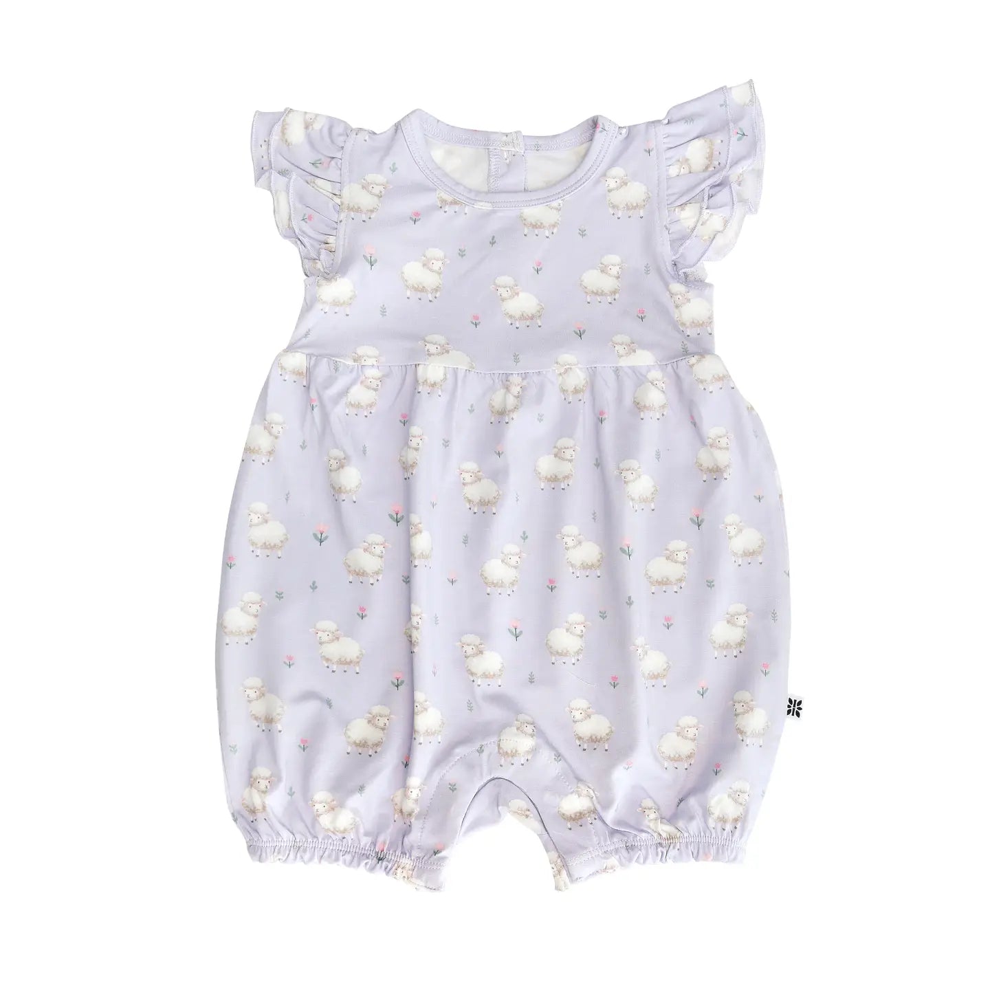 Lavender Little Sheep Ruffle Romper