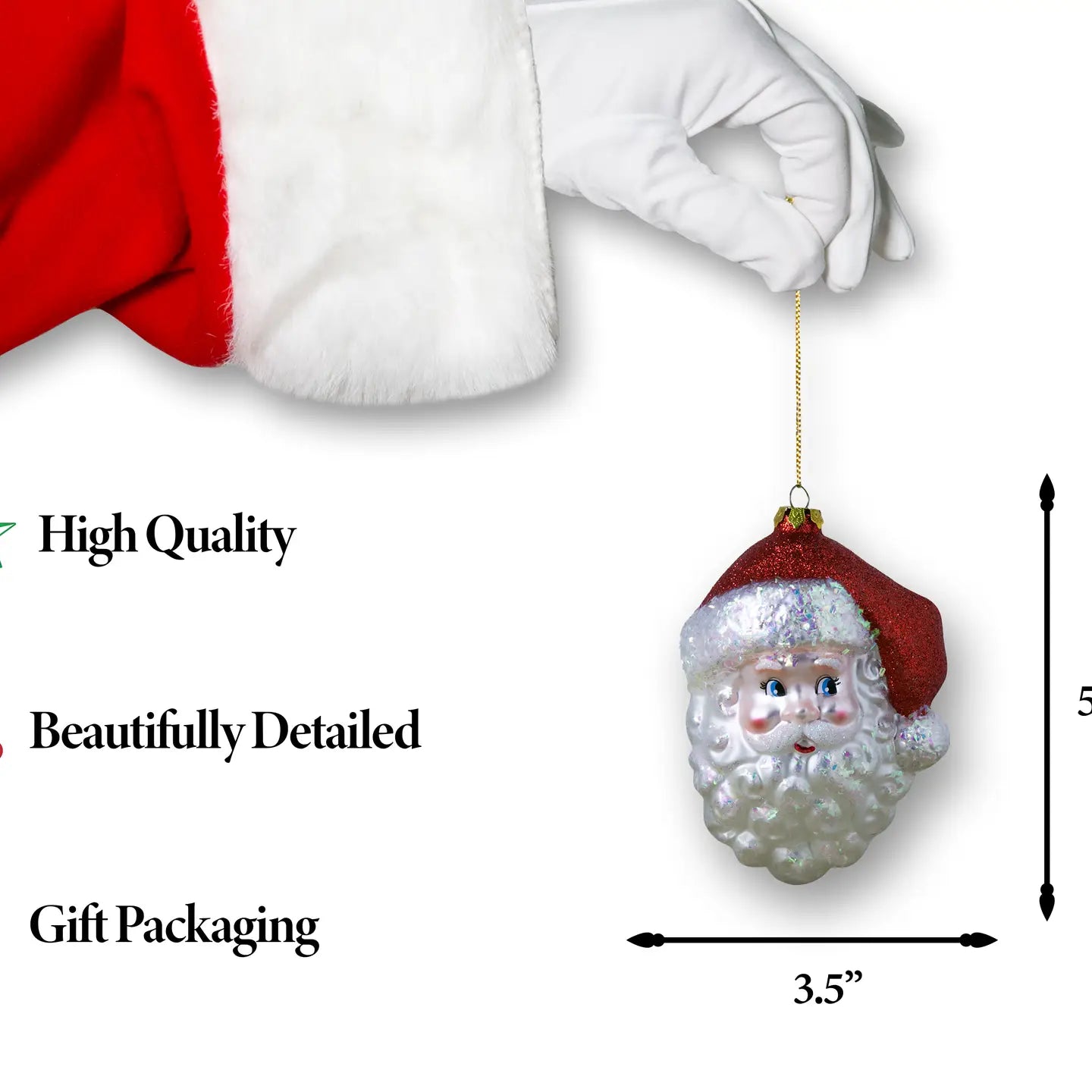 Santa Head Glass Ornament
