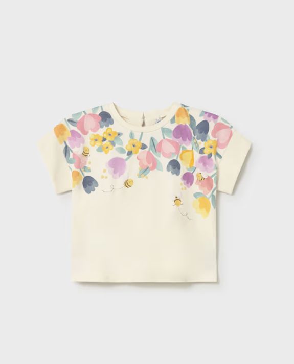 Cream Floral Bumble Bee Tee