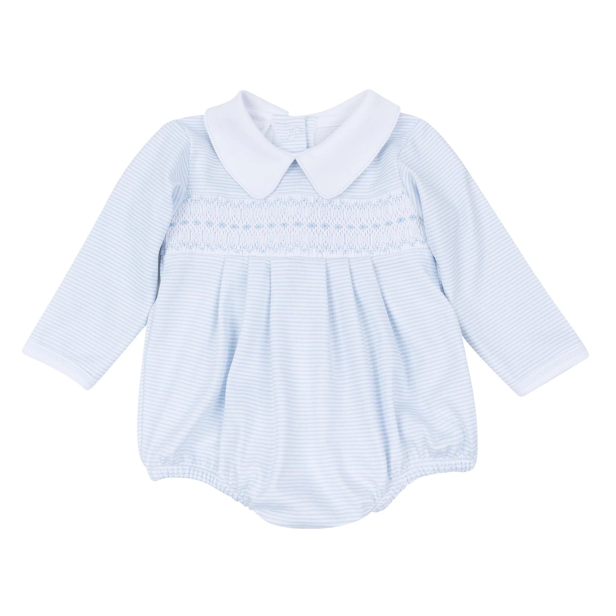 Light Blue Benjamin Smocked Long Sleeve Bubble