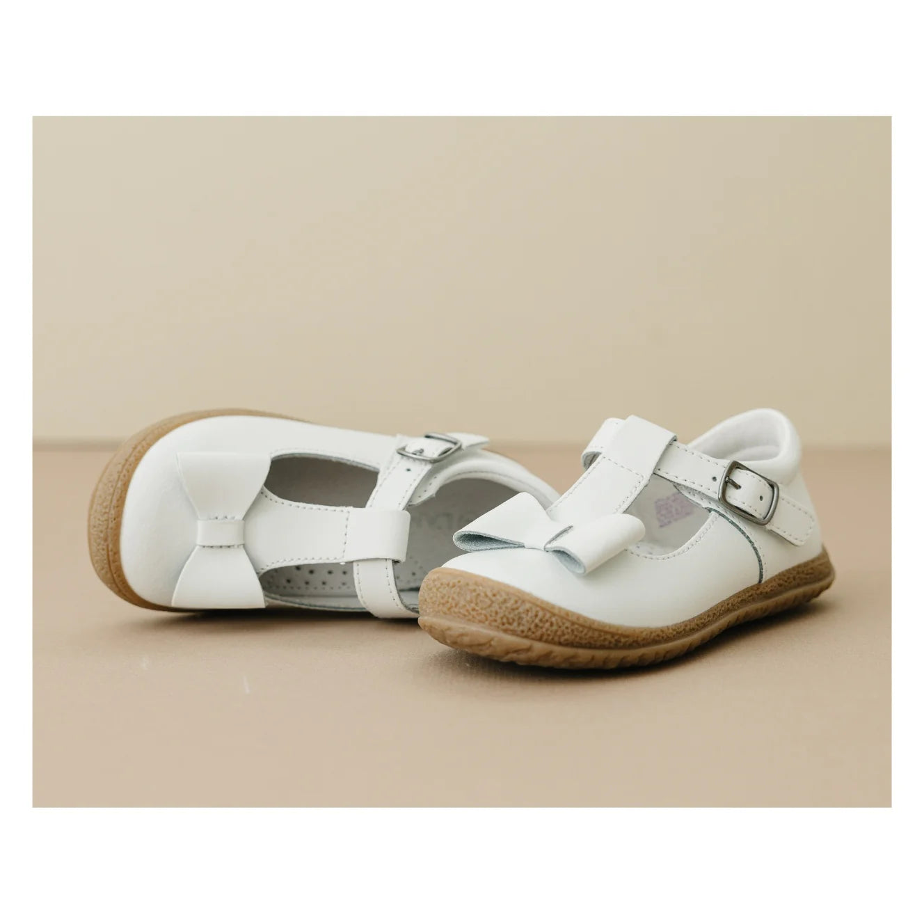 Emma White Bow T-Strap Mary Jane