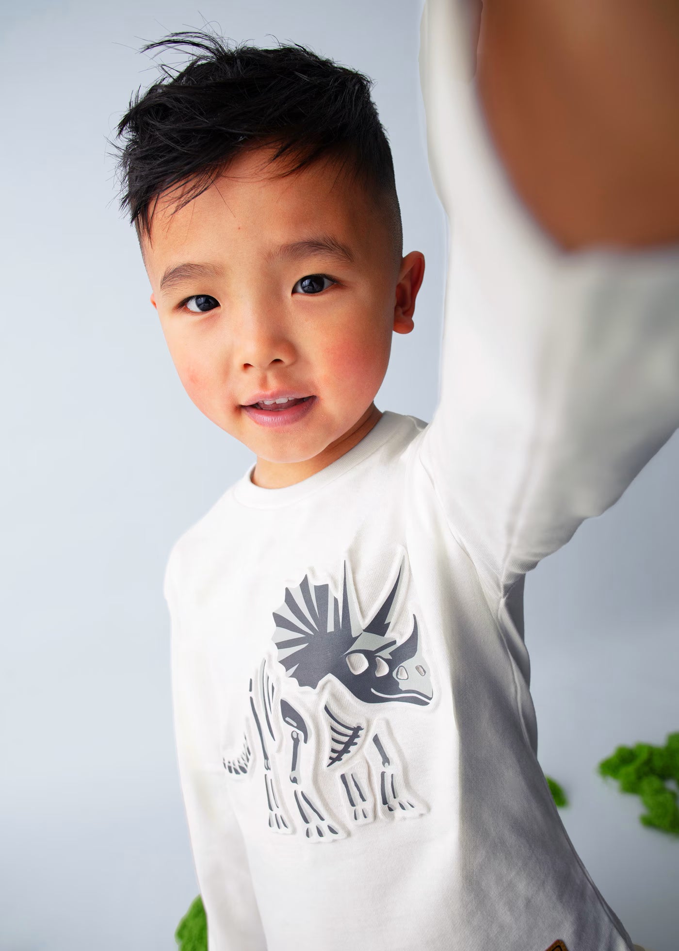 White Puff Triceratops LS Tee