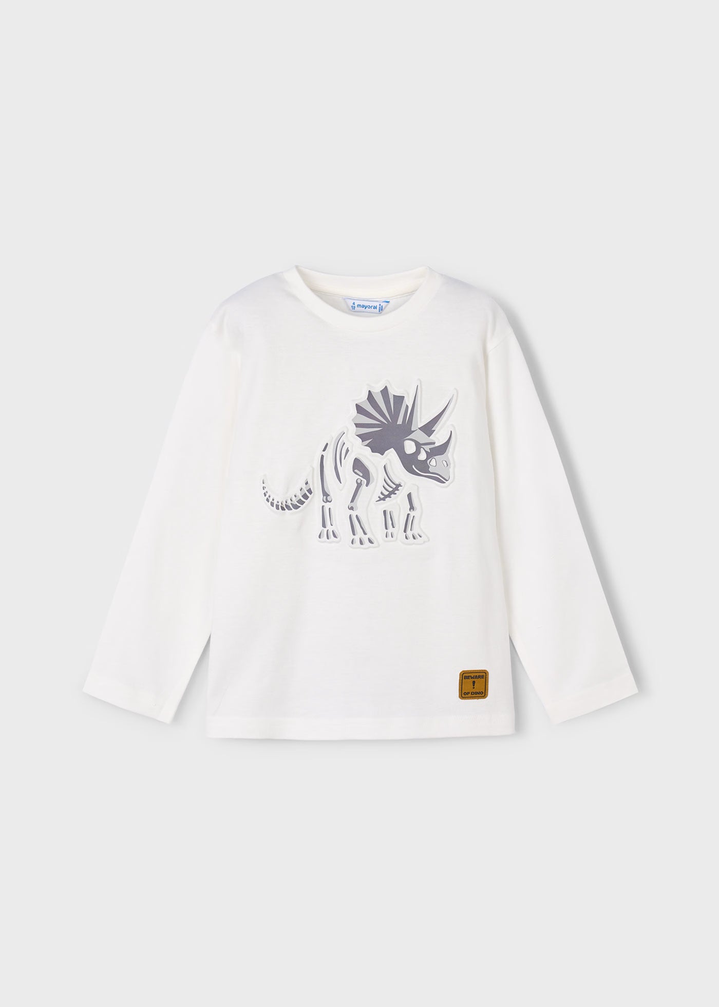 White Puff Triceratops LS Tee