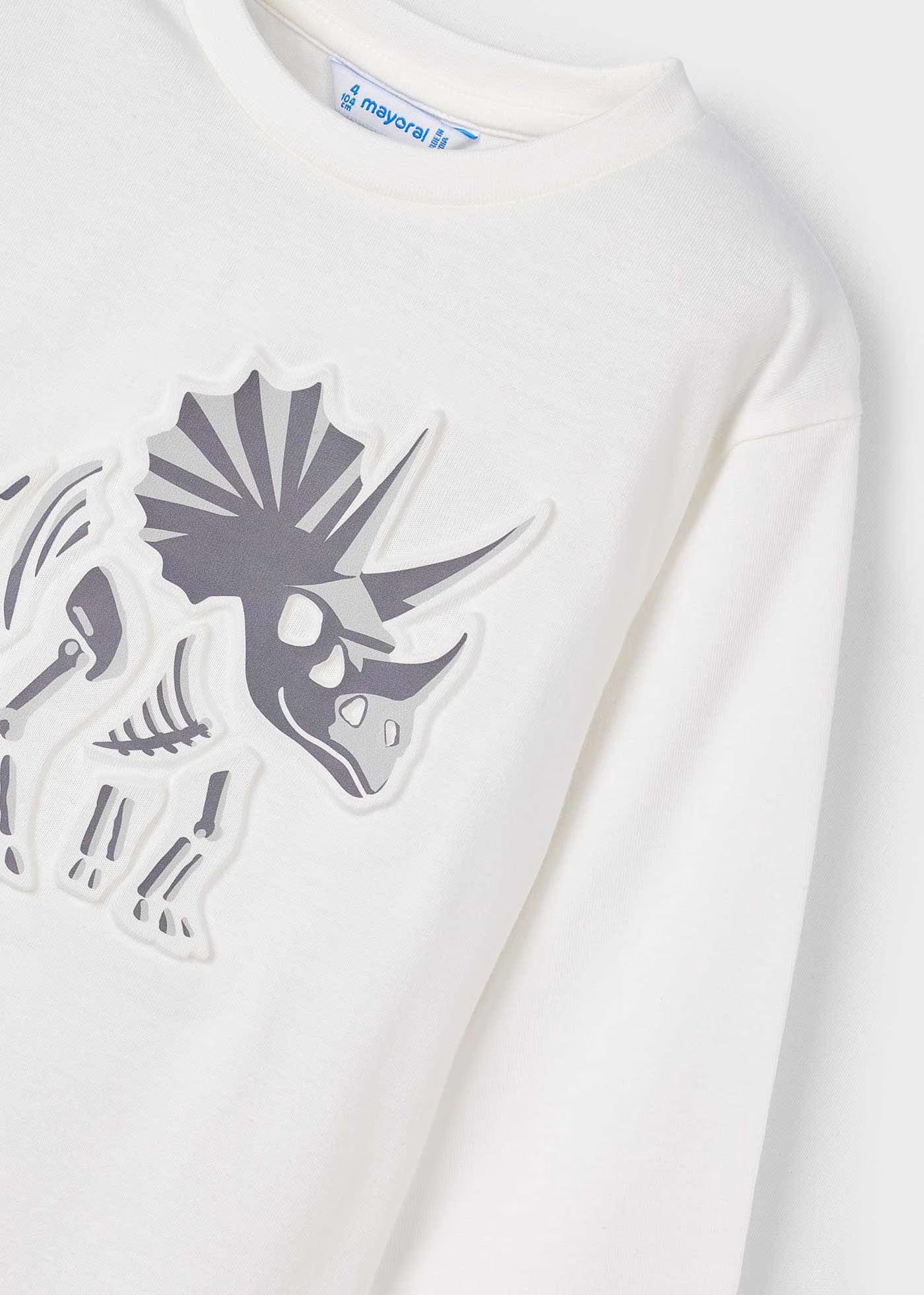 White Puff Triceratops LS Tee