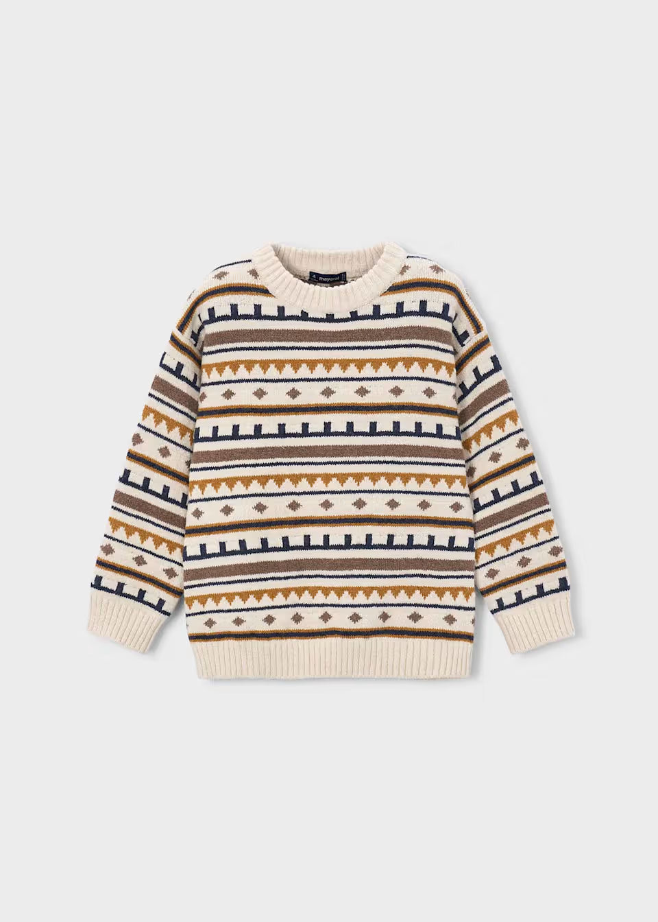 Mustard and Navy Printed Sweater