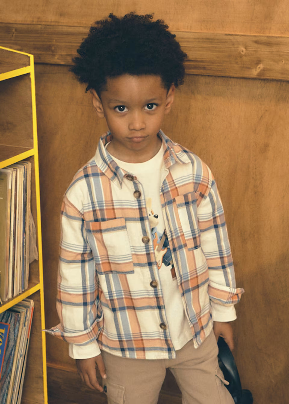 Orange and Navy Plaid Flannel