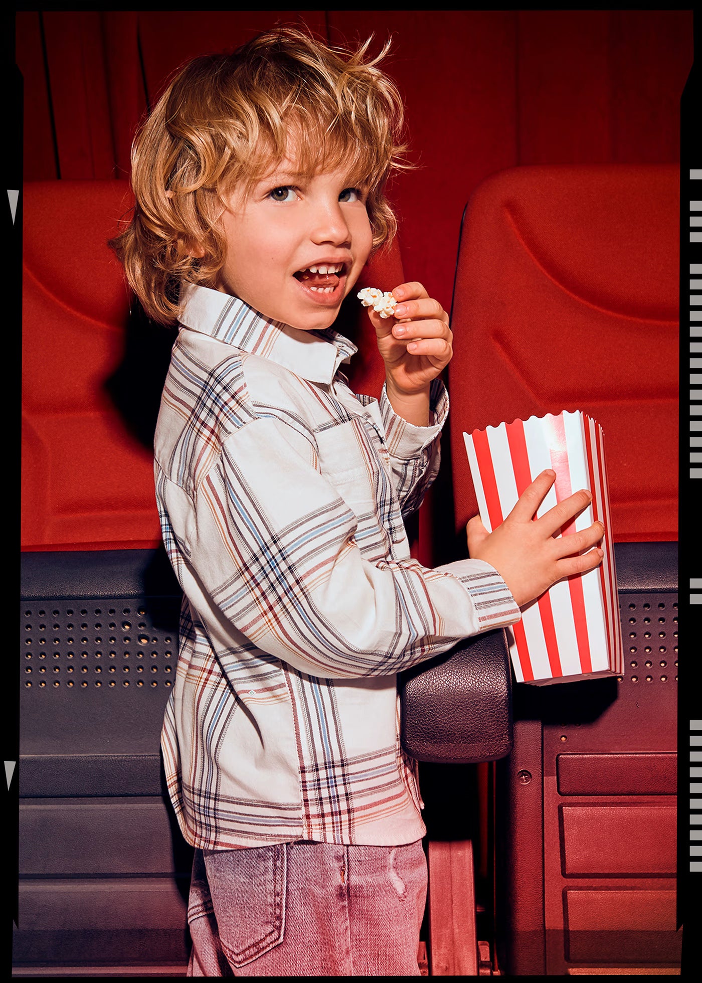 Cream Blue Tan Check Button Down