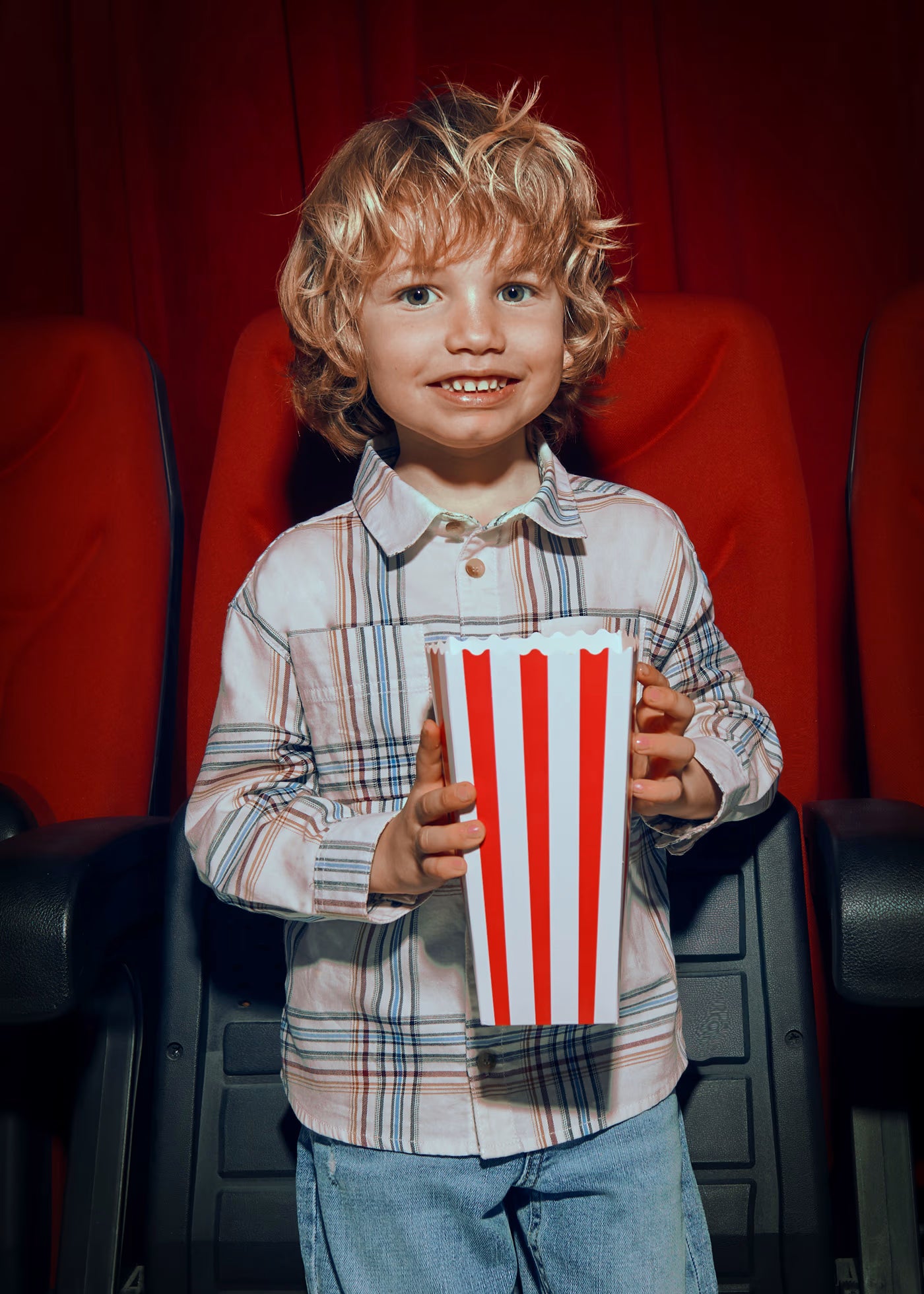Cream Blue Tan Check Button Down