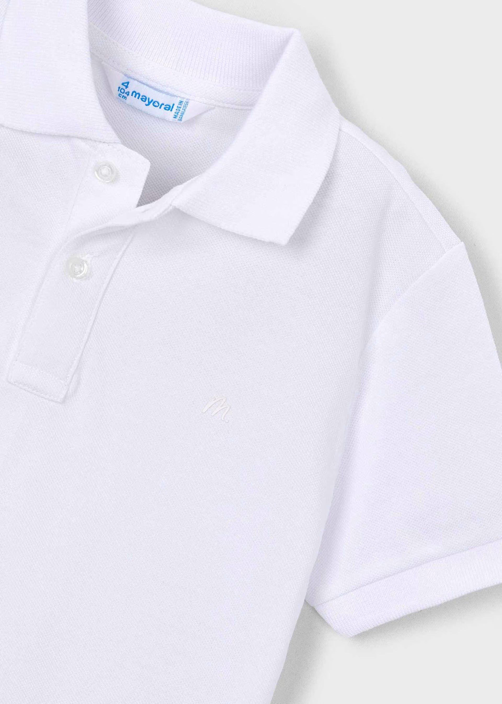 Basic White SS Button Polo Shirt