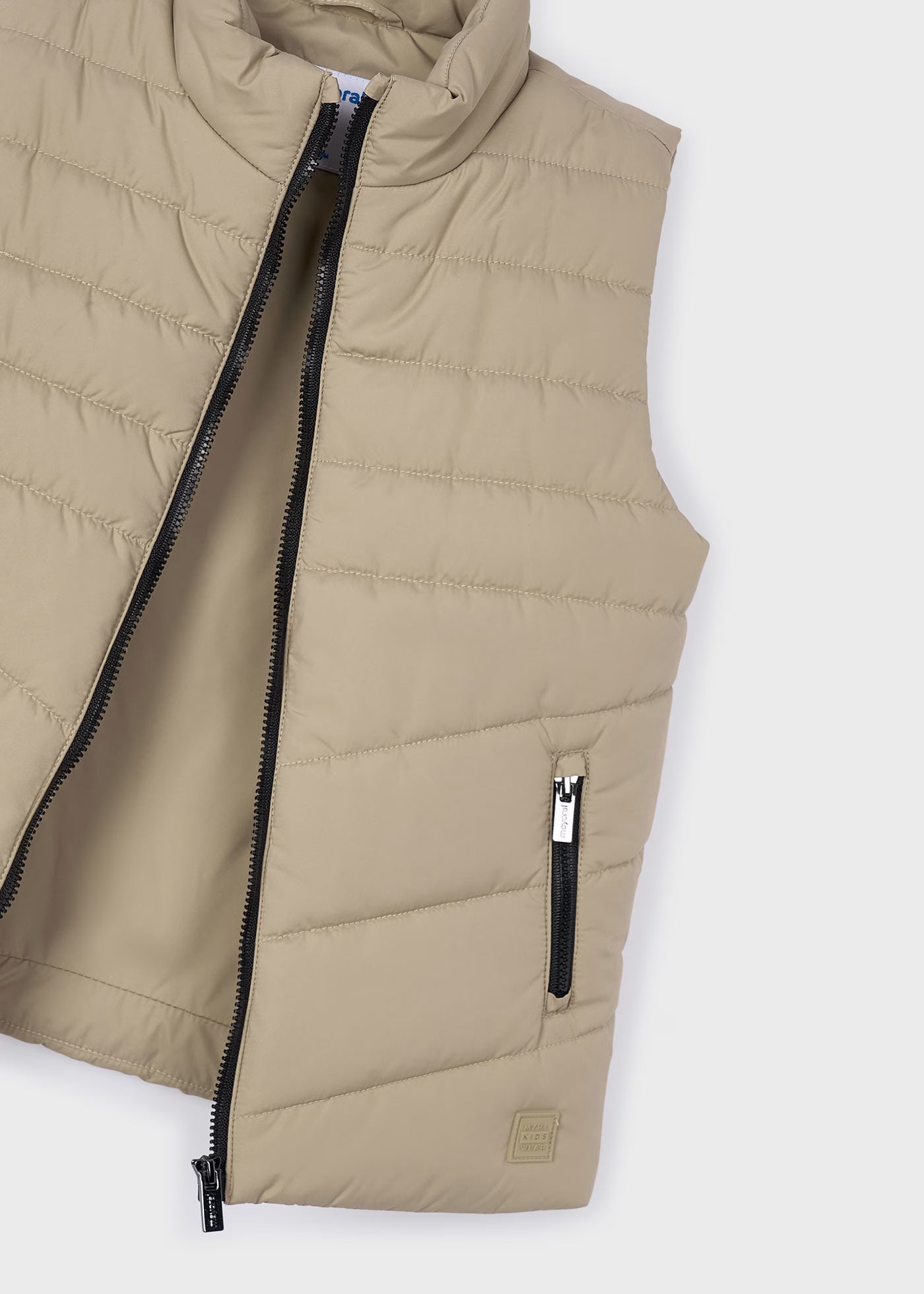 Camel Puffer Black Zip Vest