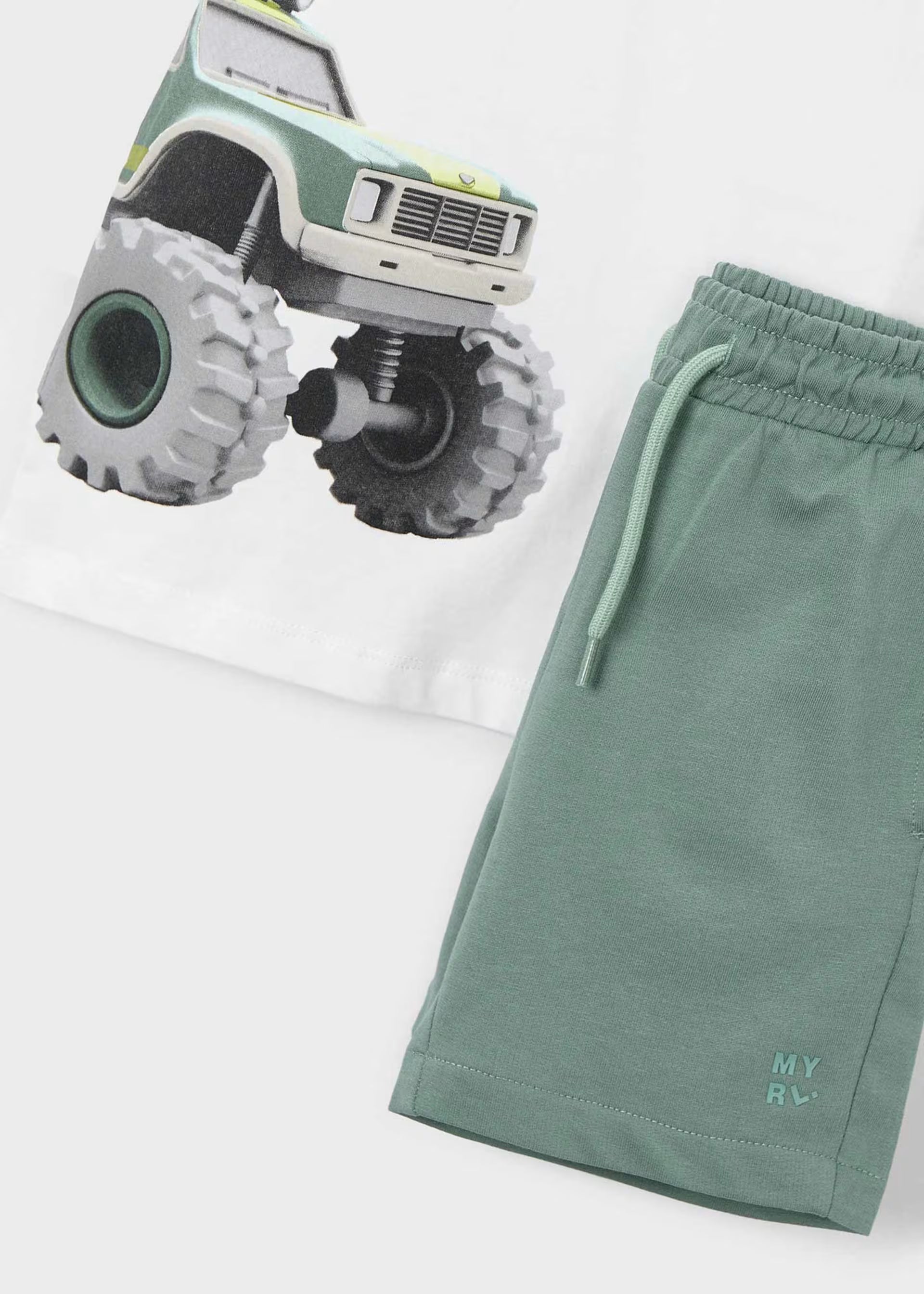 Sage Green Monster Truck Tee & Shorts Set