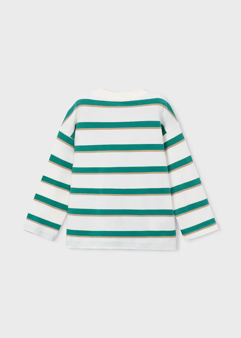 Green and Cream Striped Long Sleeve Tee