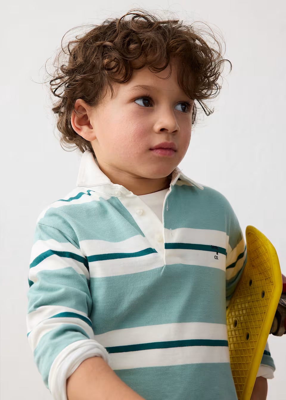 Aqua Long Sleeve Striped Polo