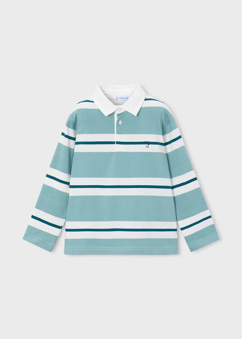 Aqua Long Sleeve Striped Polo