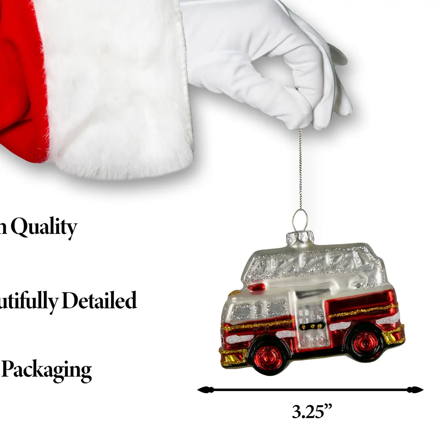 Fire Truck Glass Ornament