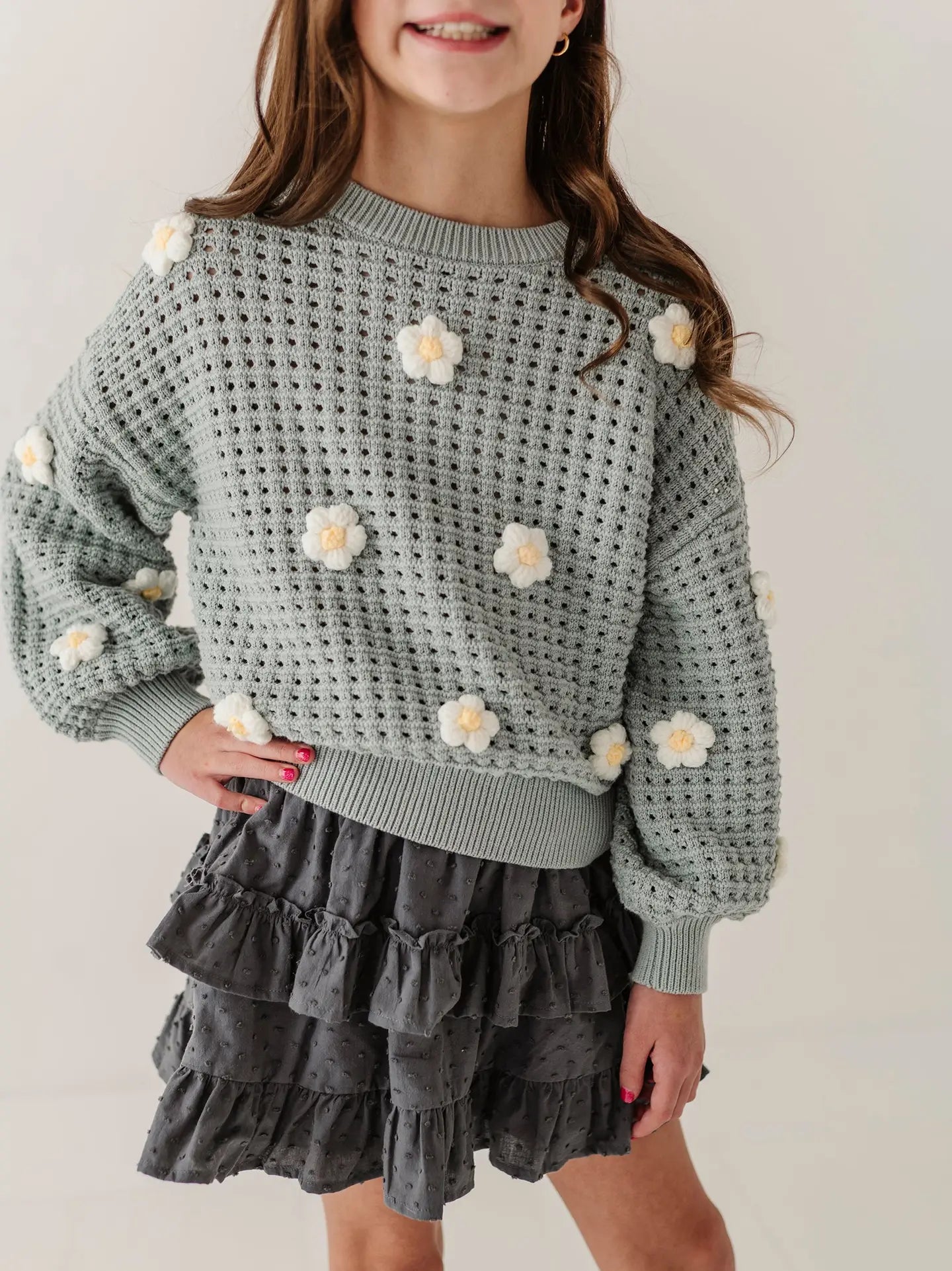 Soft Juniper Flower Sweater