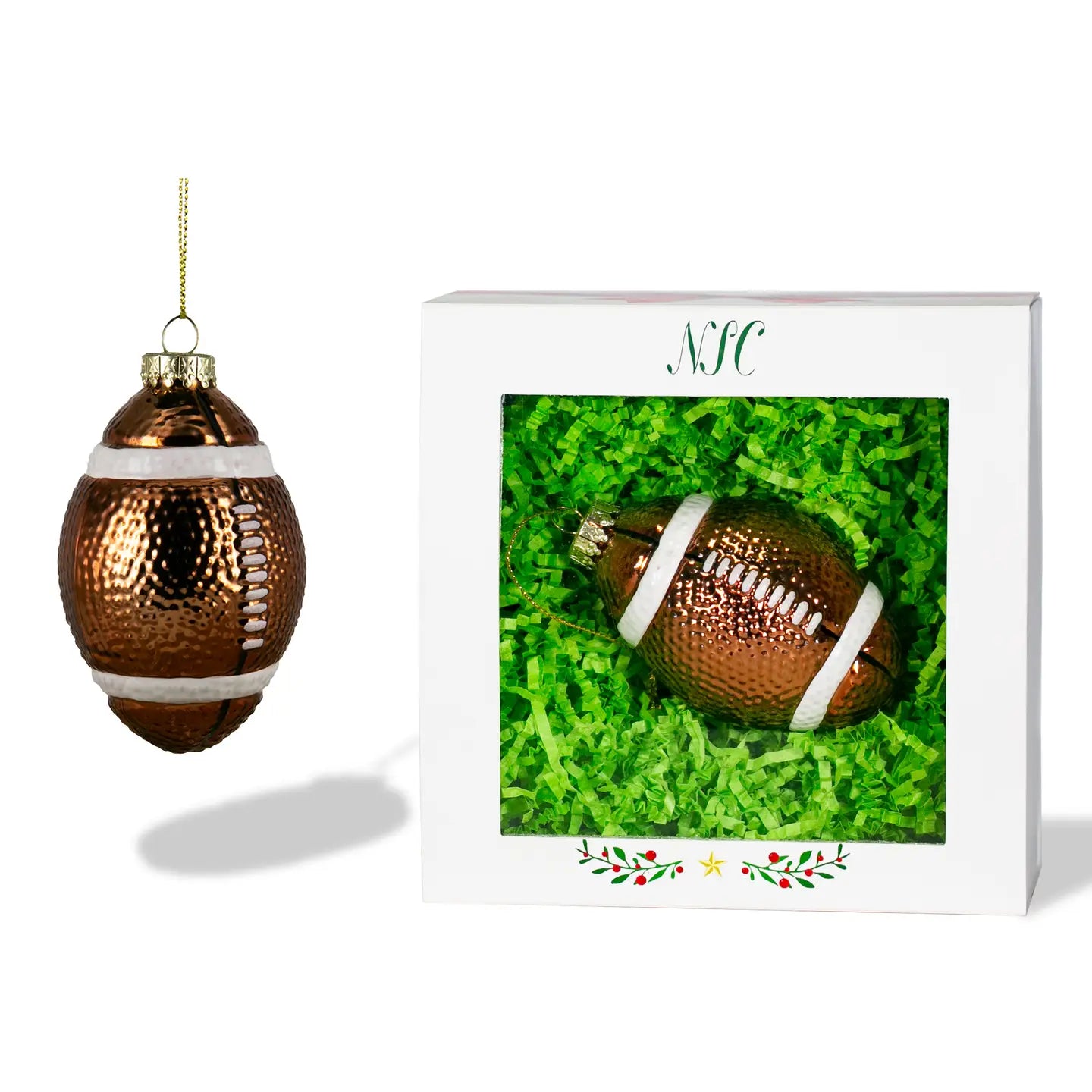 Football Glass Ornament