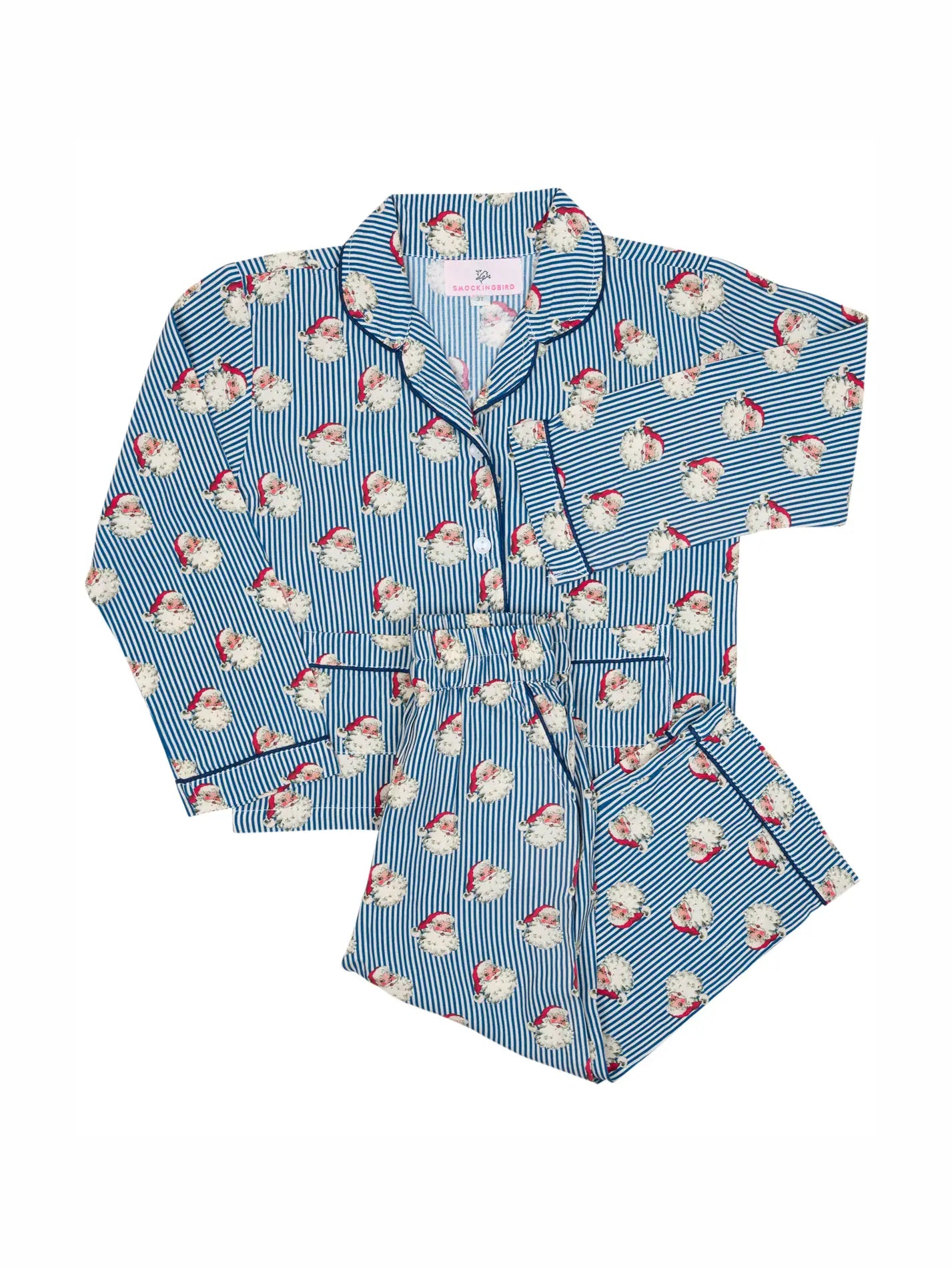 Navy Striped Vintage Santa Pajama Set