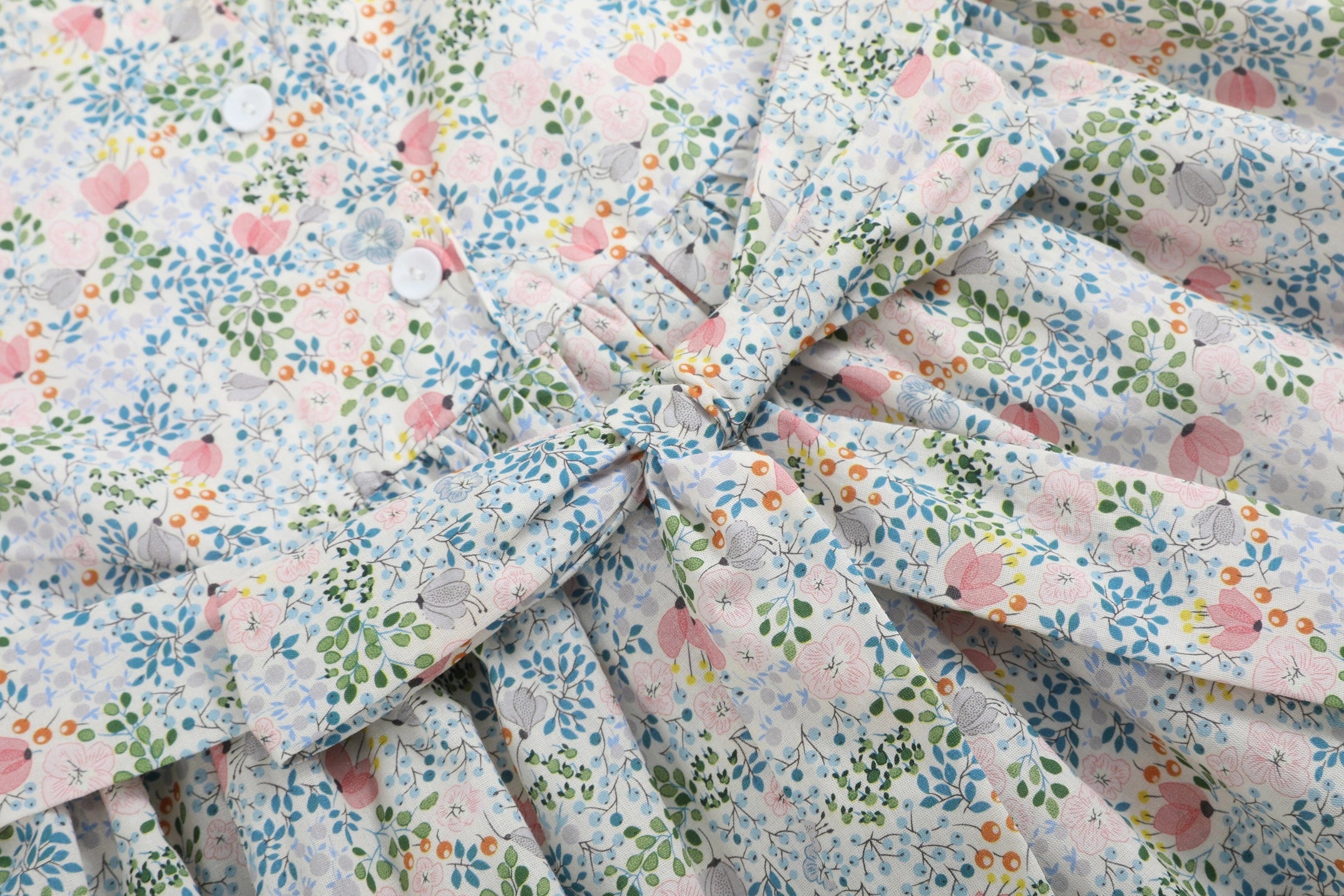 Pink Floral Print Smocked Flutter Dress