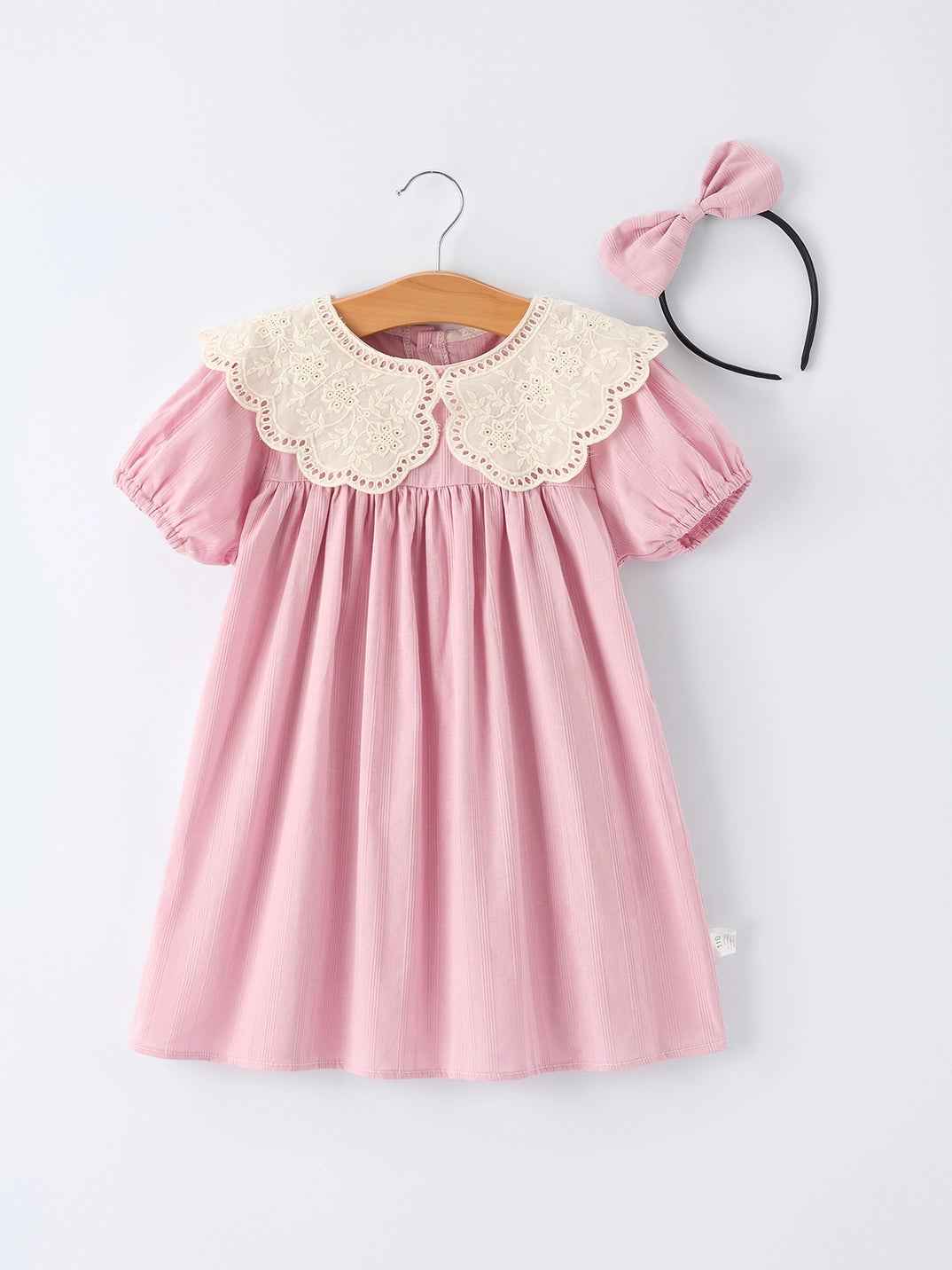 Purple Lace Collar Girl Short Sleeve Dress