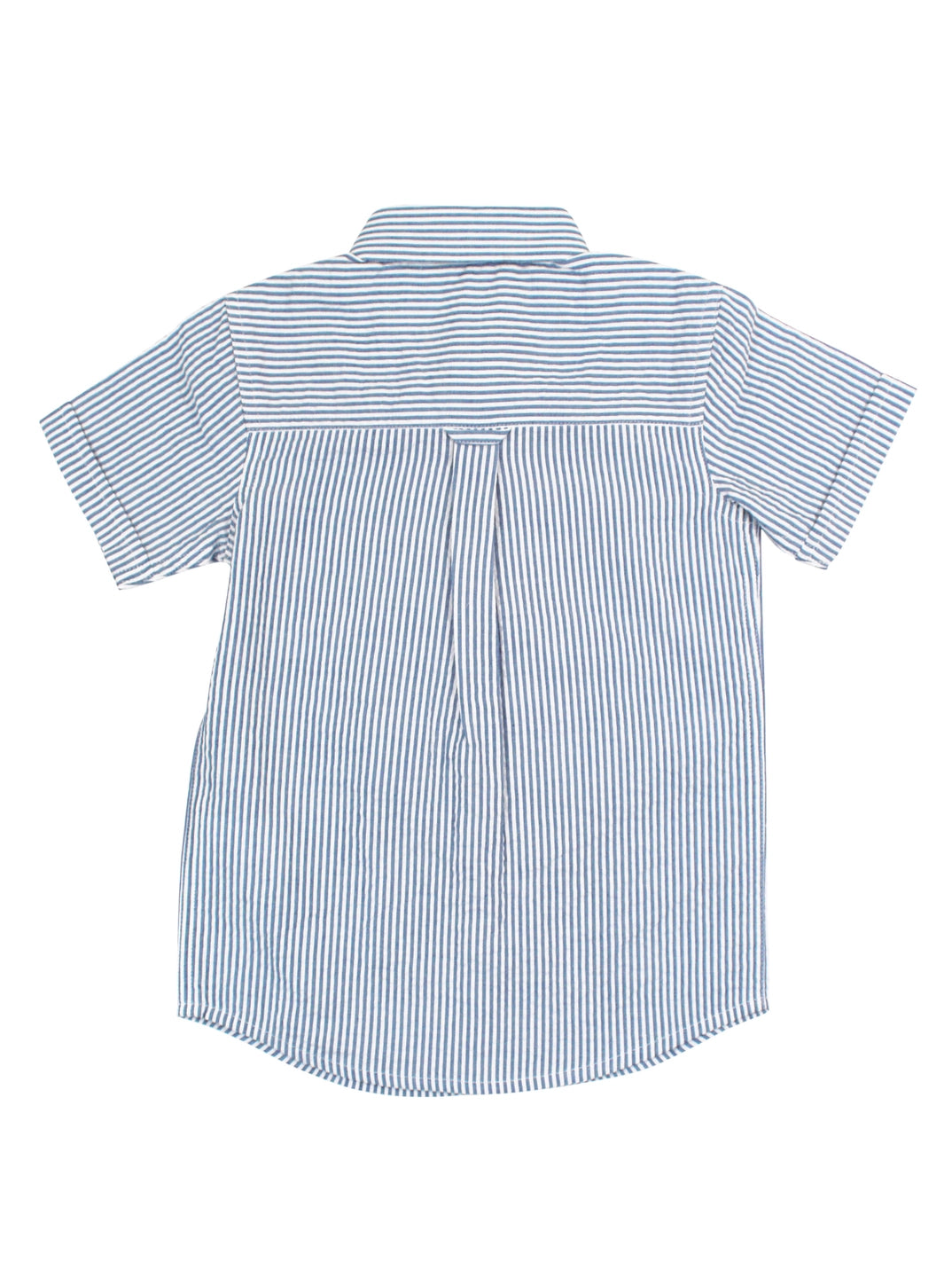 Boys Blue Seersucker Short Sleeve Button Down Shirt